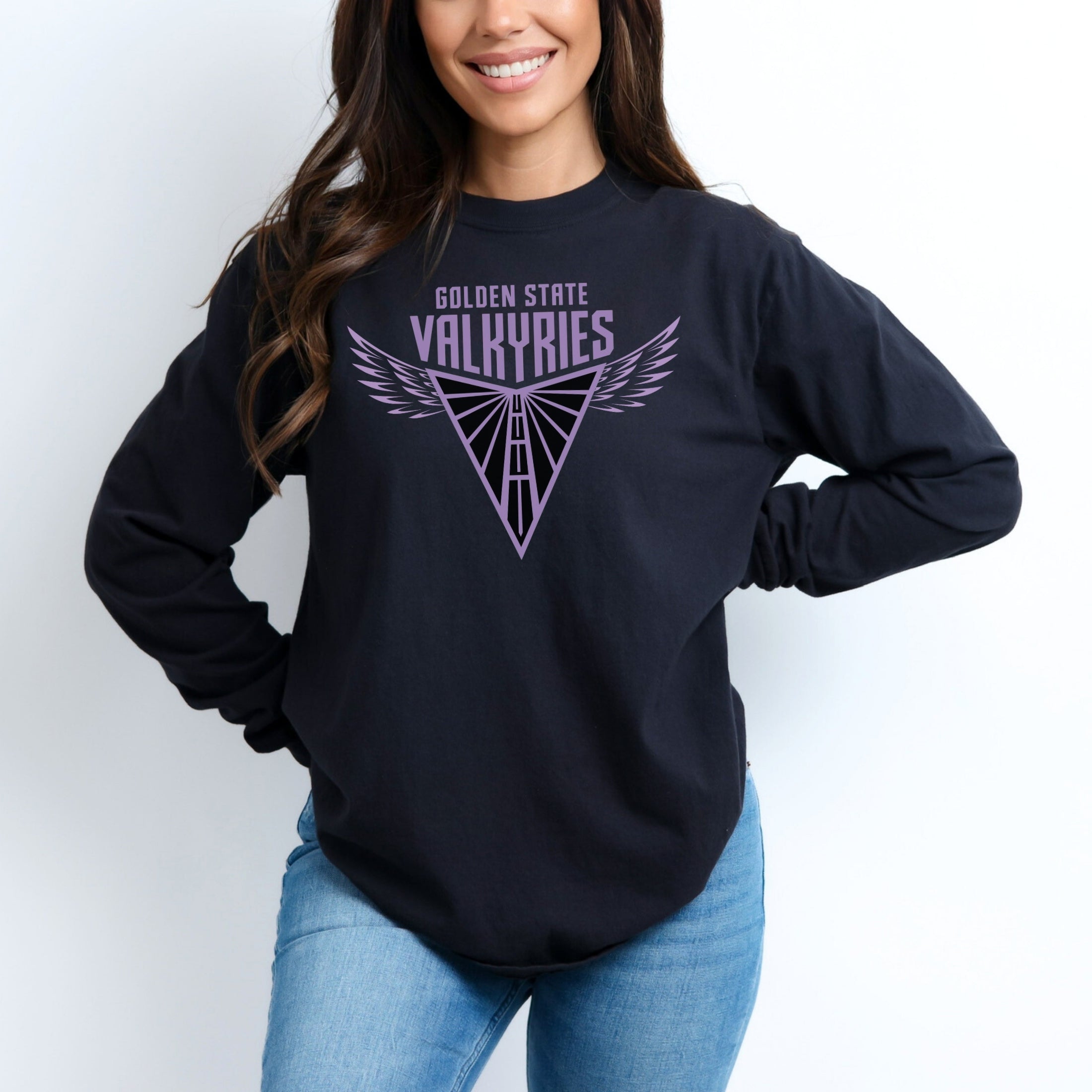 Valkyries Logo with Wings Garment-dyed Long Sleeve T-Shirt