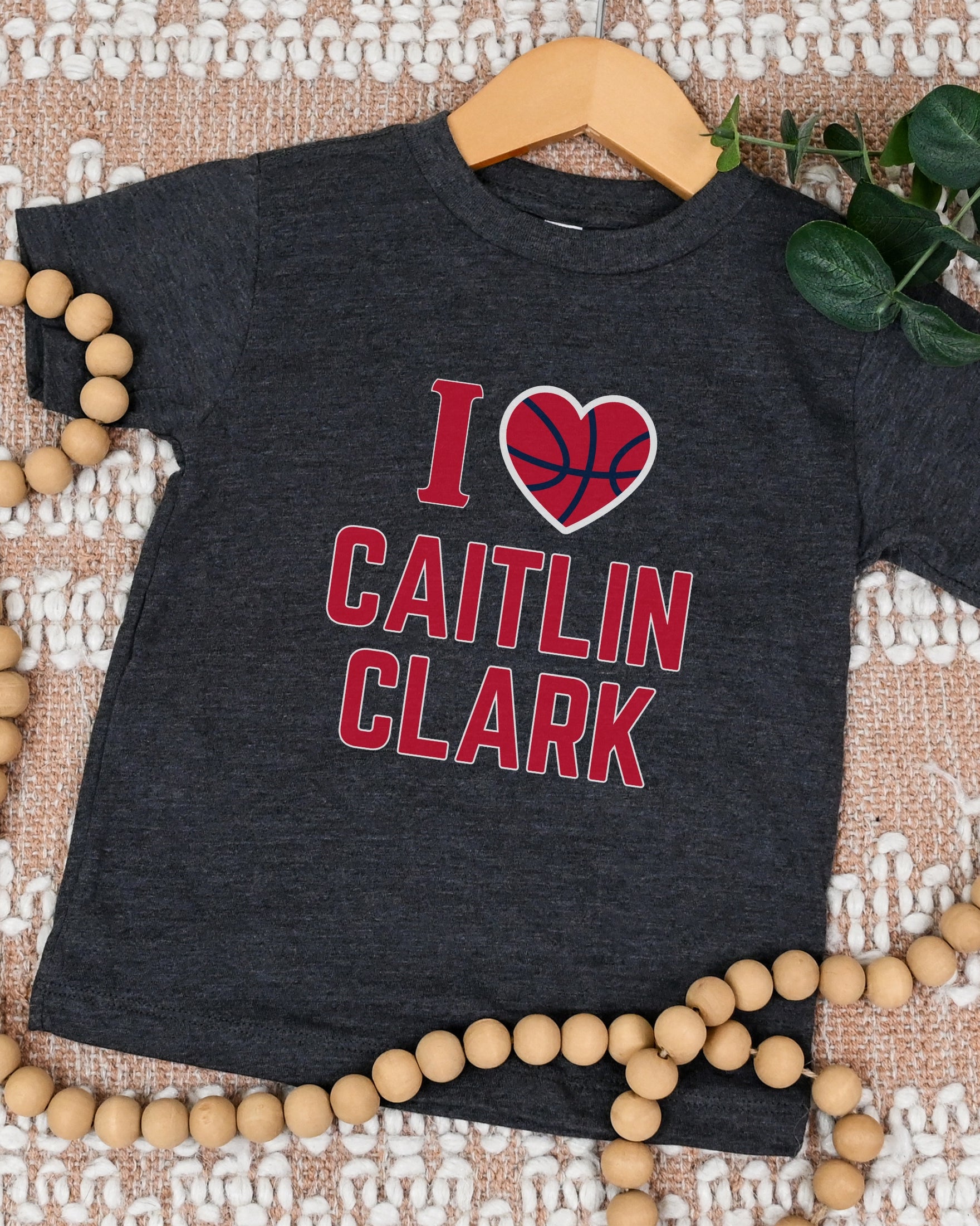 Dark grey heather I love Caitlin Clark kids tee