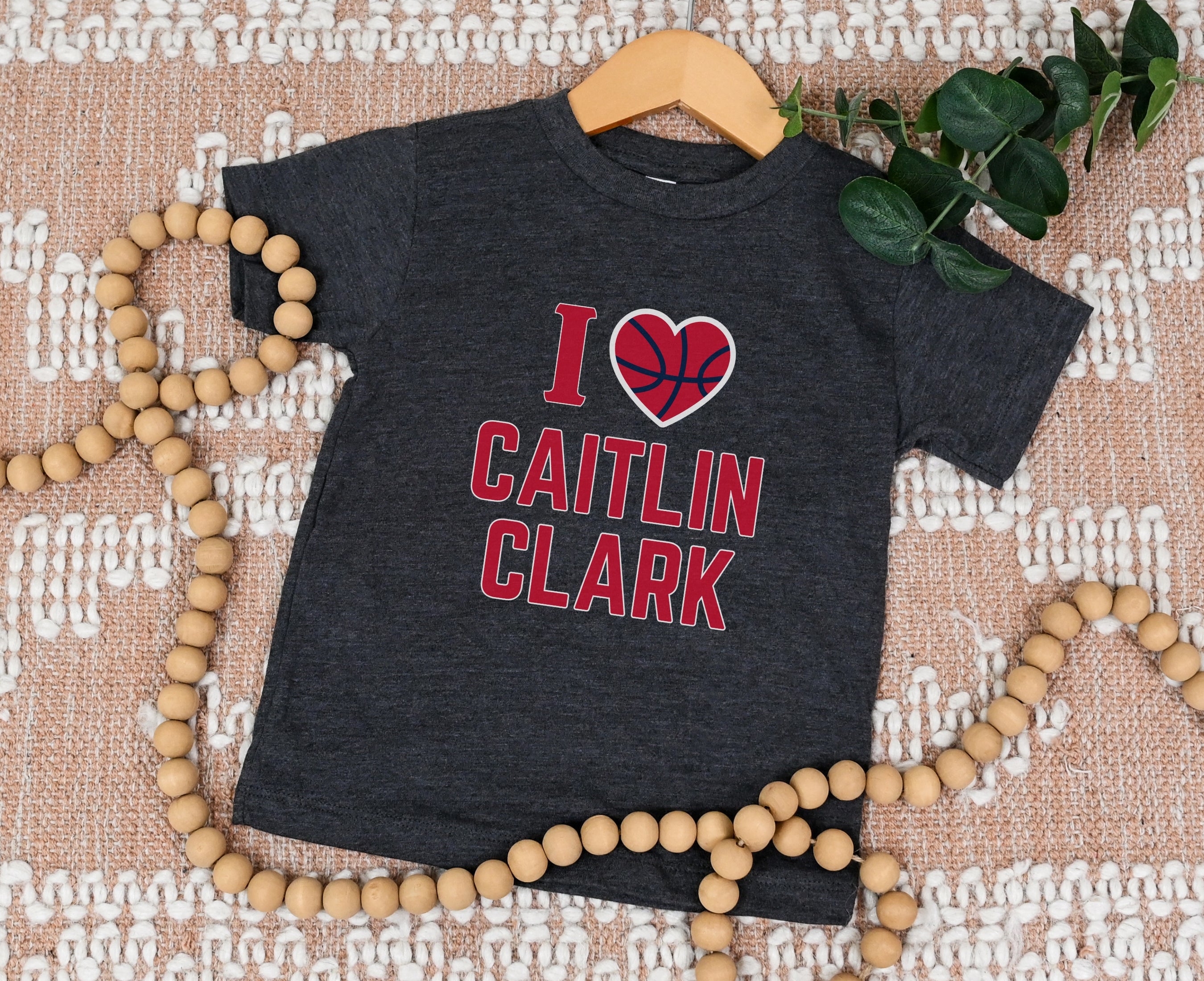Dark grey heather I love Caitlin Clark kids tee