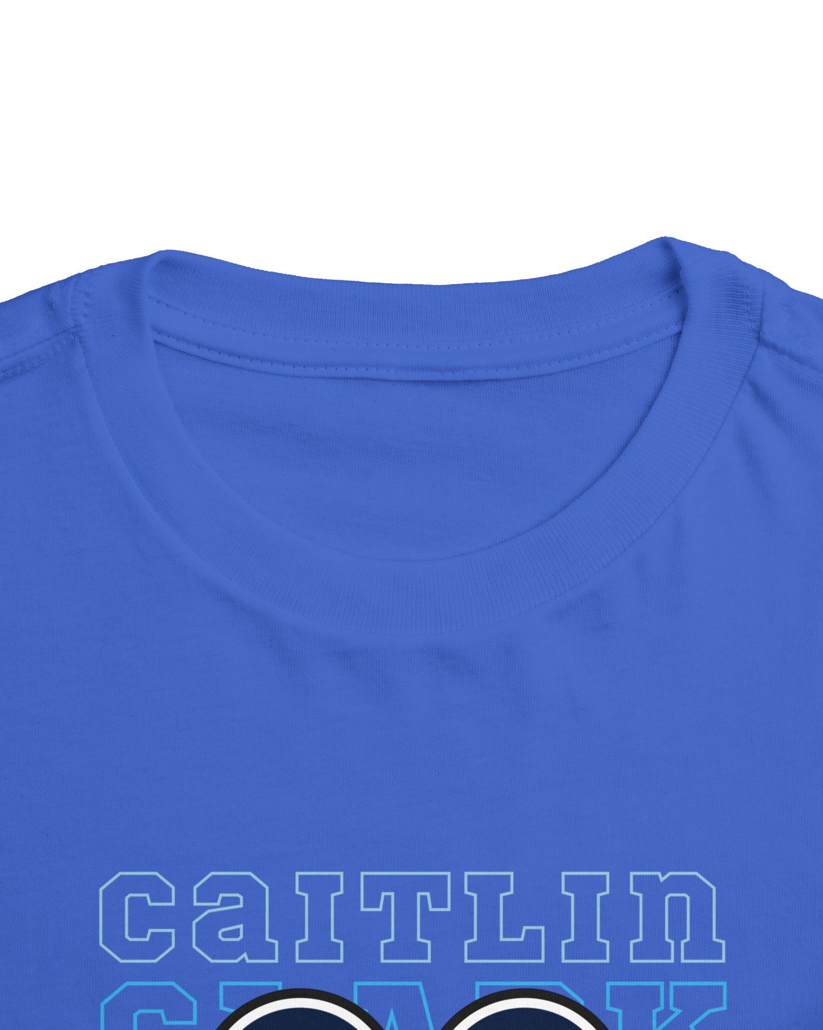 Up close of true royal Caitlin Clark toddler tee