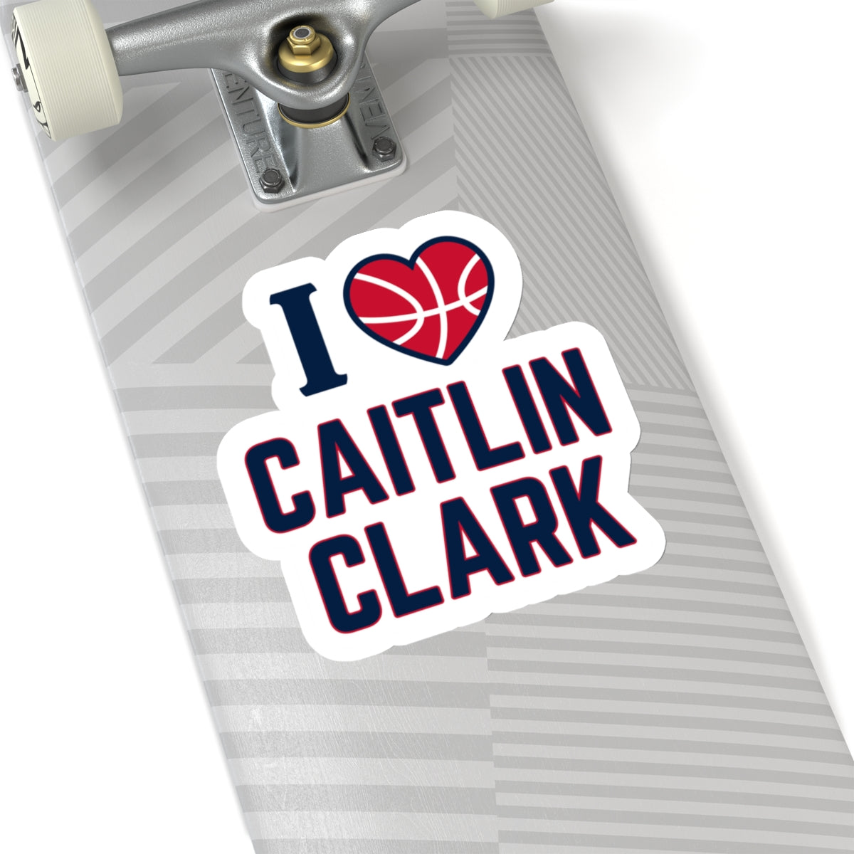 6 inch I love Caitlin Clark sticker on skateboard