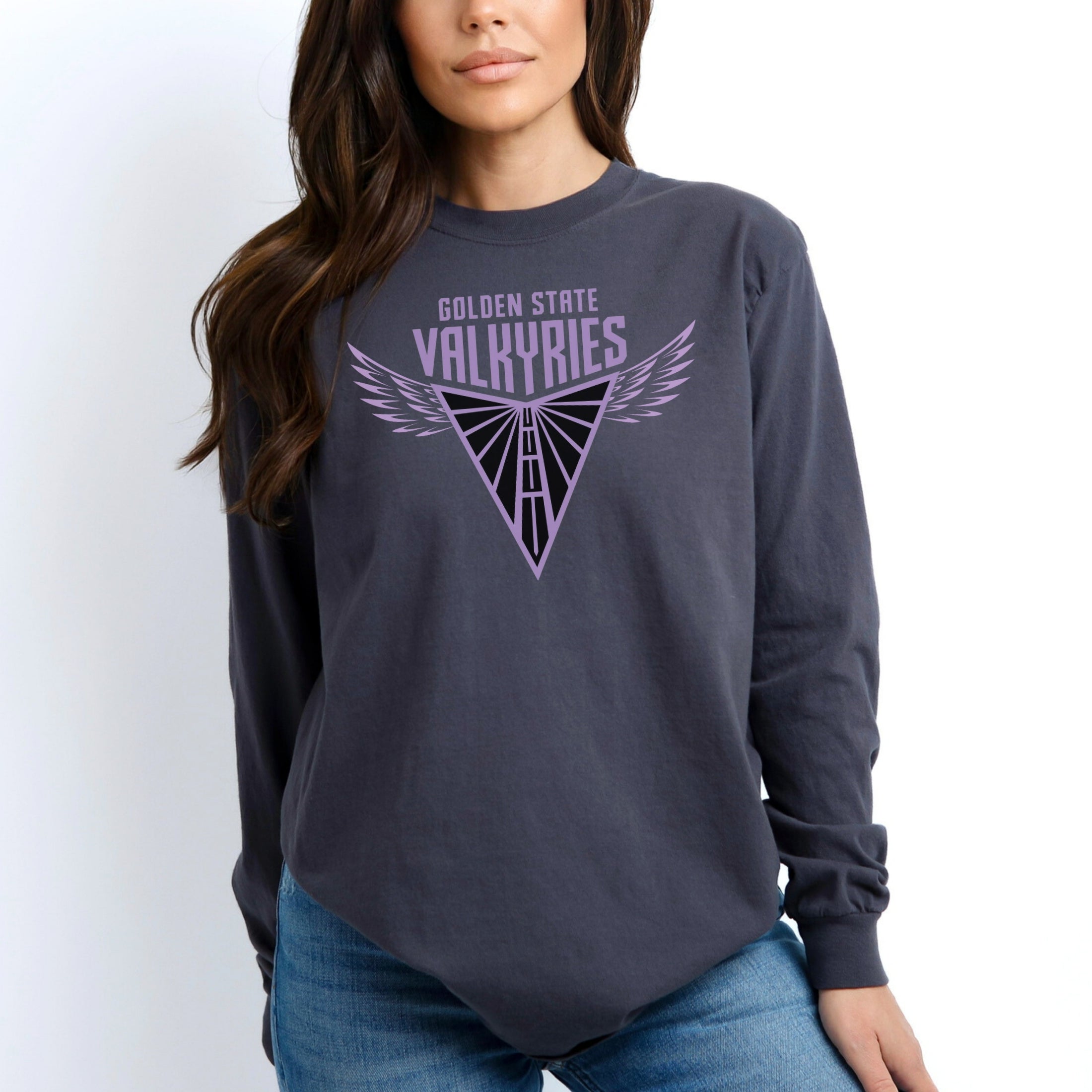 Valkyries Logo with Wings Garment-dyed Long Sleeve T-Shirt