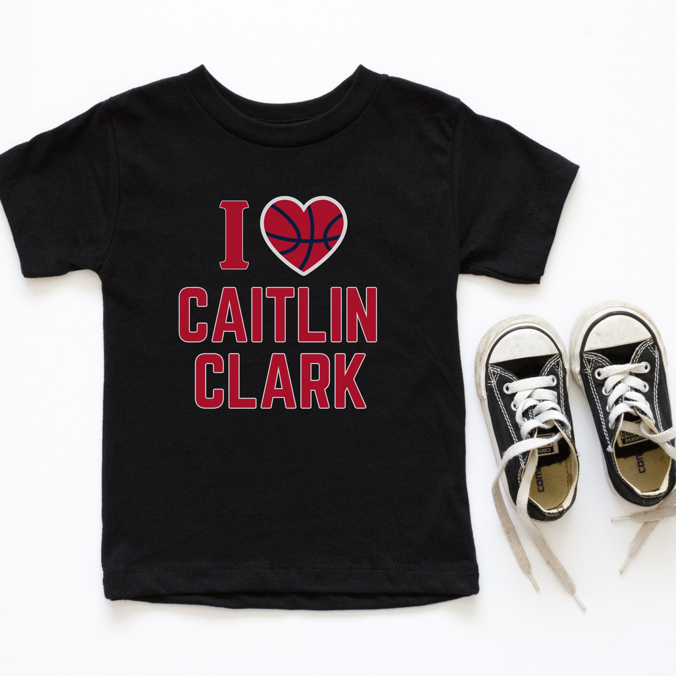 Black I love Caitlin Clark kids tee