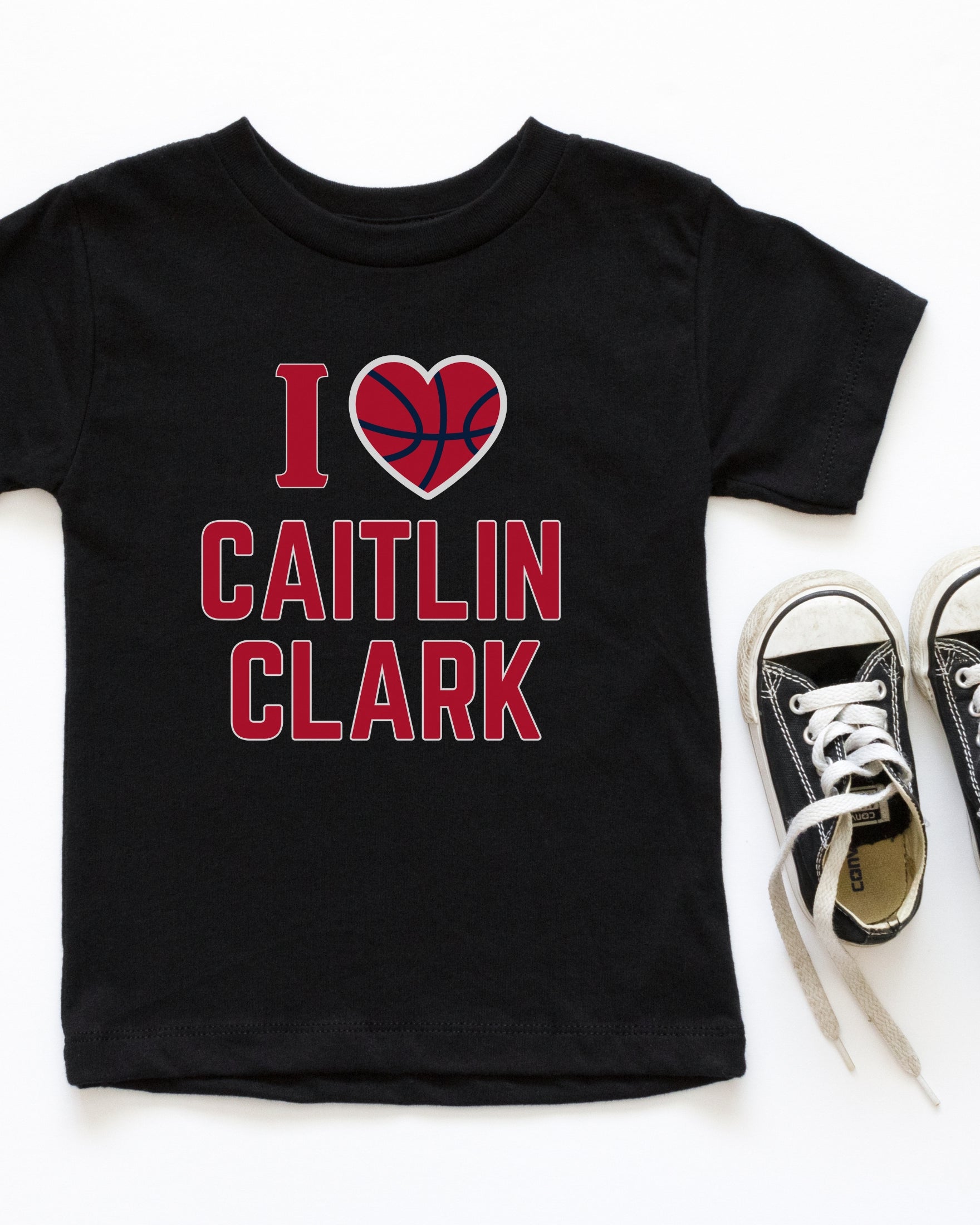 Black I love Caitlin Clark kids tee
