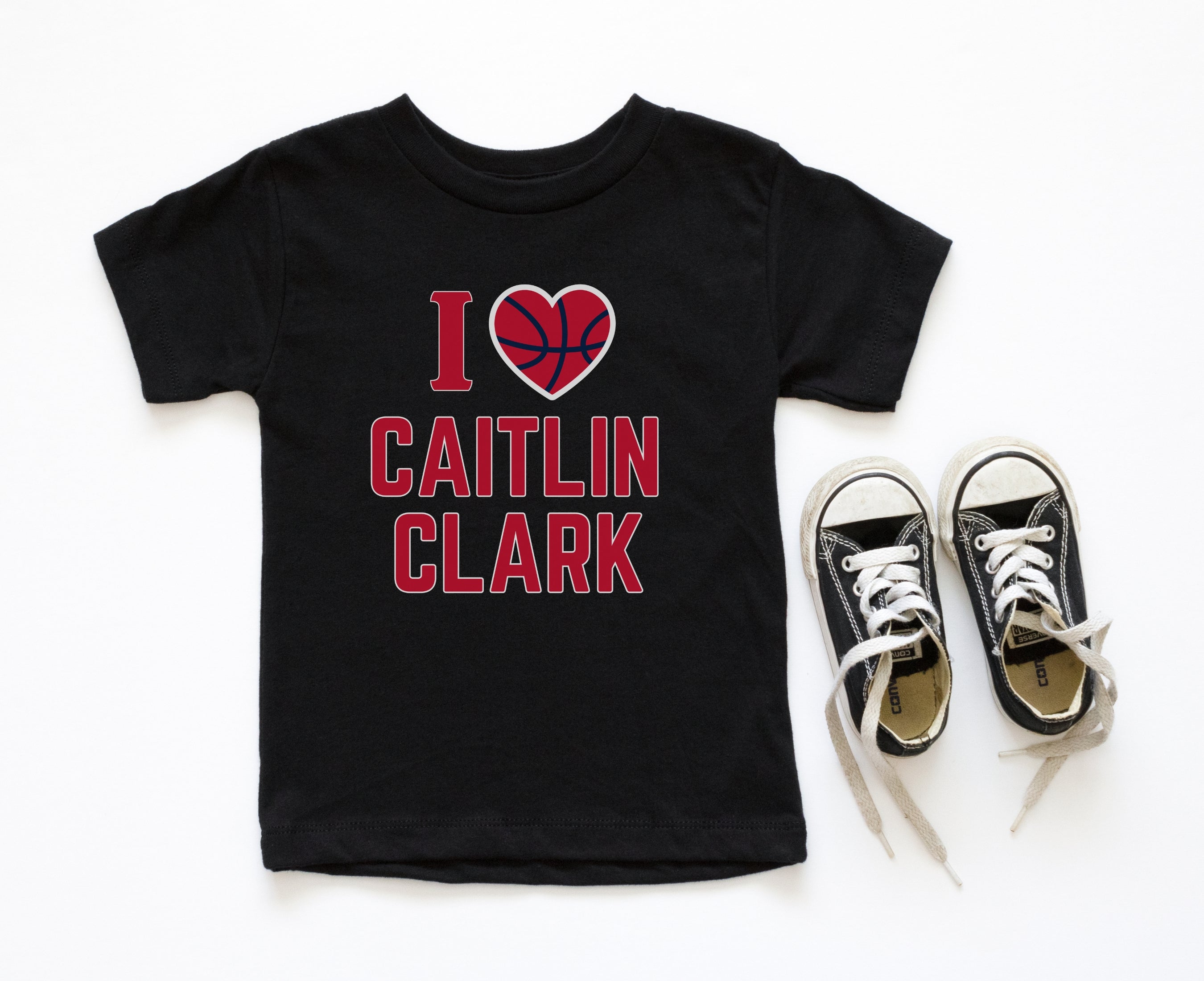Black I love Caitlin Clark kids tee