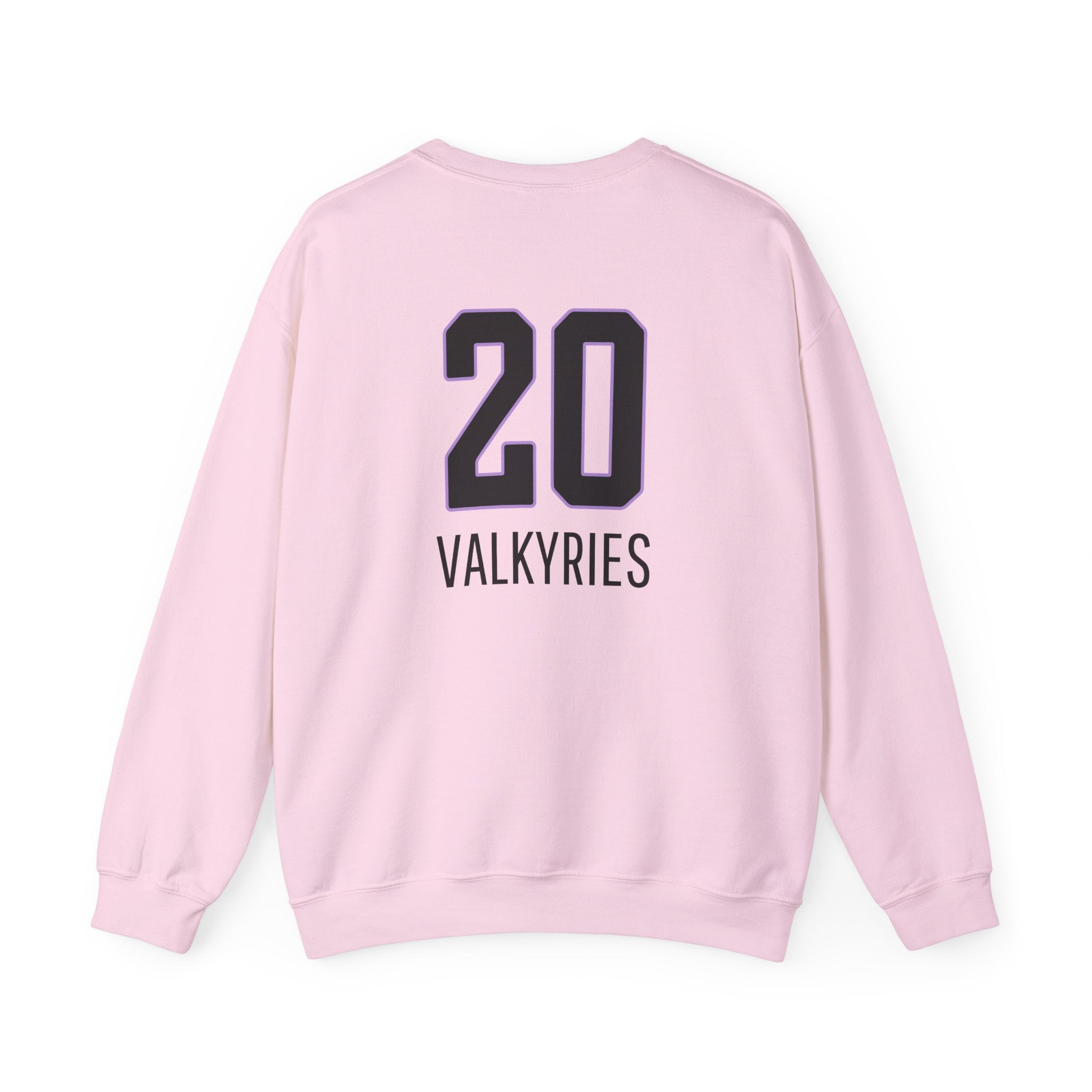 Back of Caitlin Clark Kate Martin sweatshirt in light pink