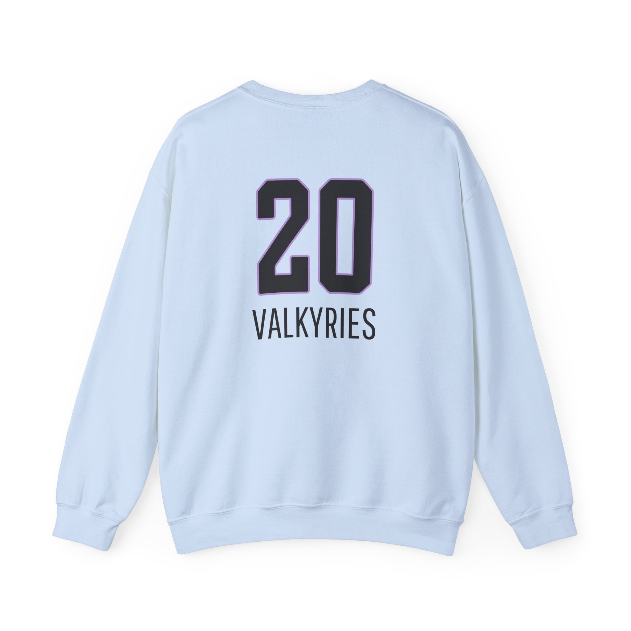 Back of Caitlin Clark Kate Martin sweatshirt in light blue
