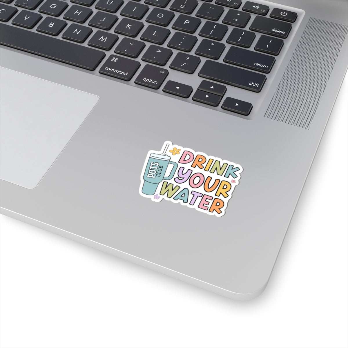 2 inch drink your water sticker on laptop