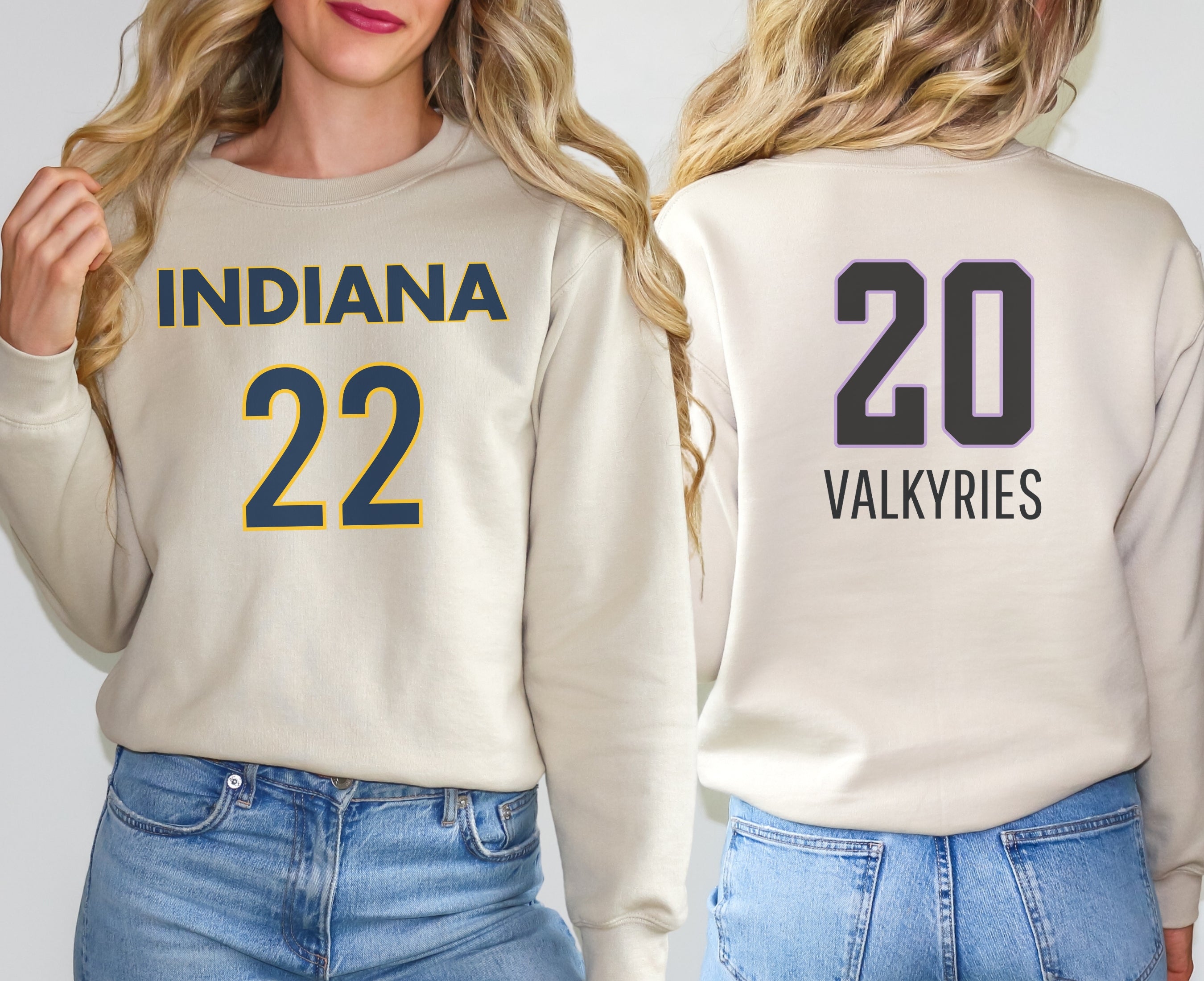 Girl wearing sand Caitlin Clark Kate Martin sweatshirt