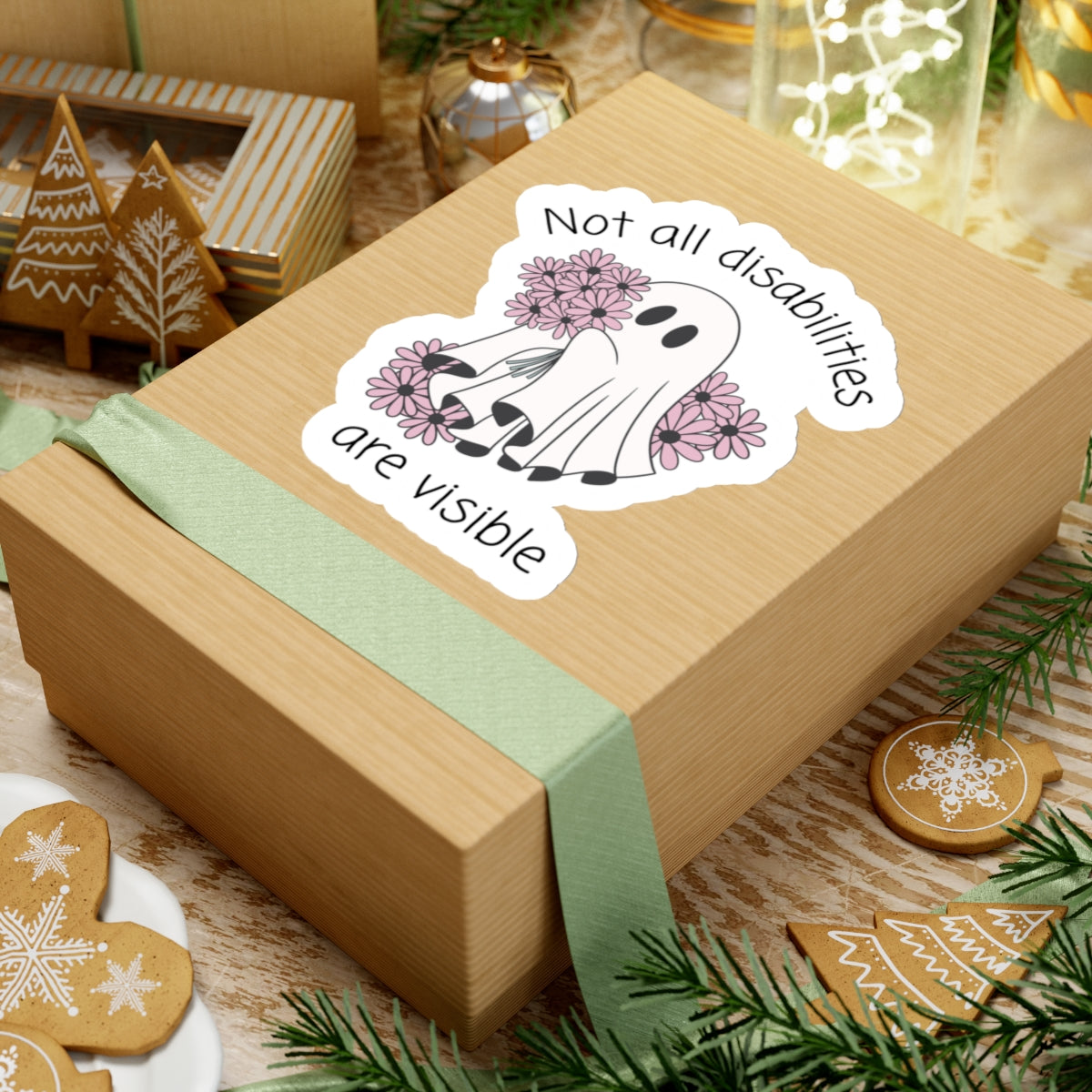 6 inch invisible illness ghost sticker on box