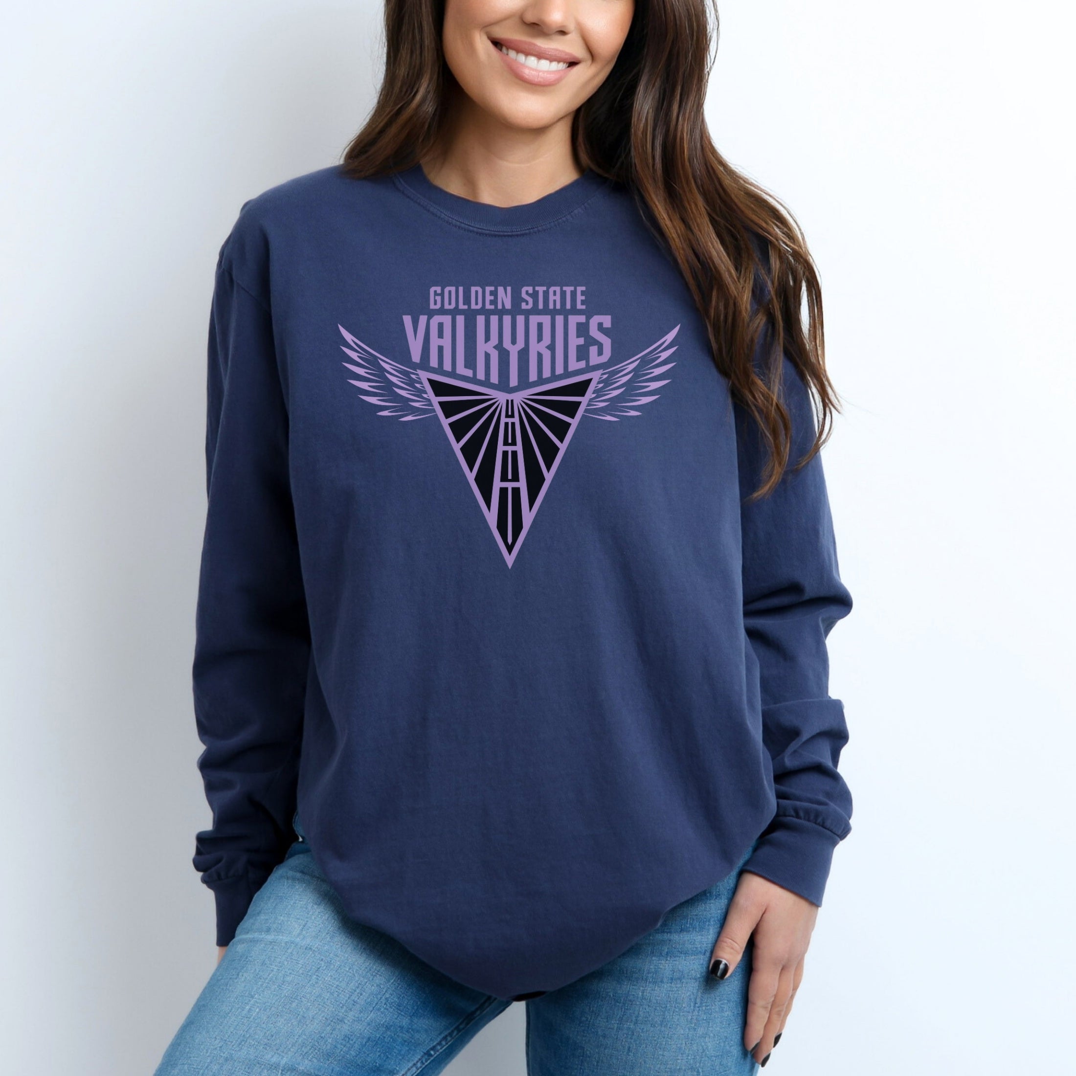 Valkyries Logo with Wings Garment-dyed Long Sleeve T-Shirt