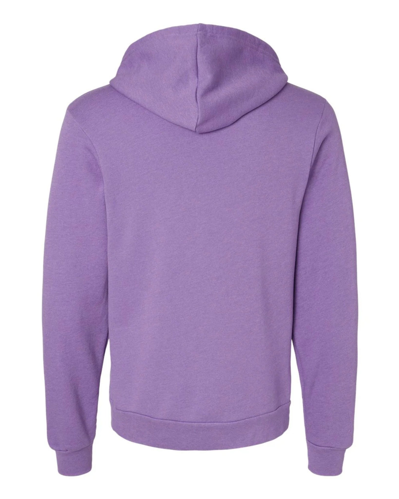 Purple hoodie shown from the back on a white background