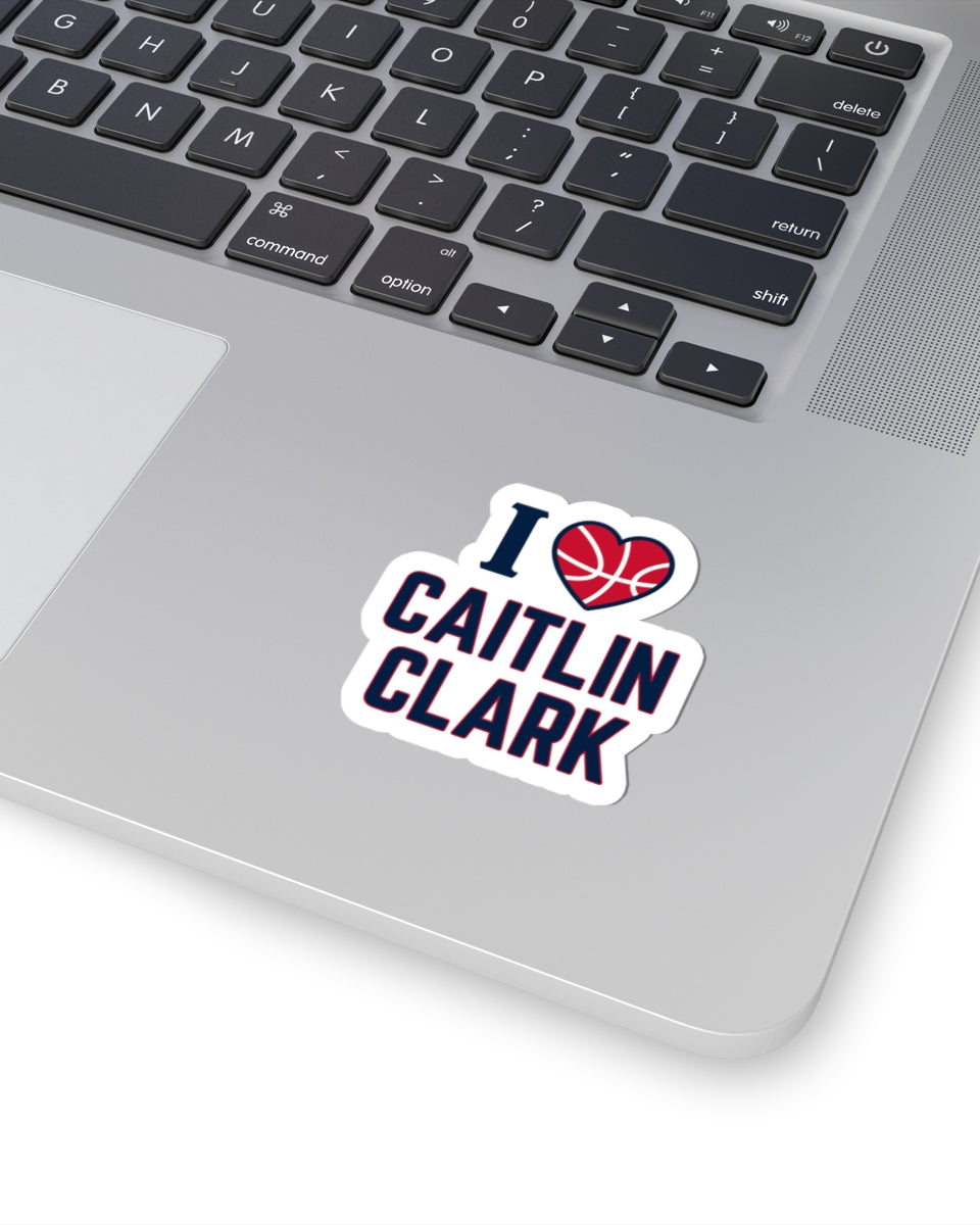 2 inch I love Caitlin Clark sticker on laptop