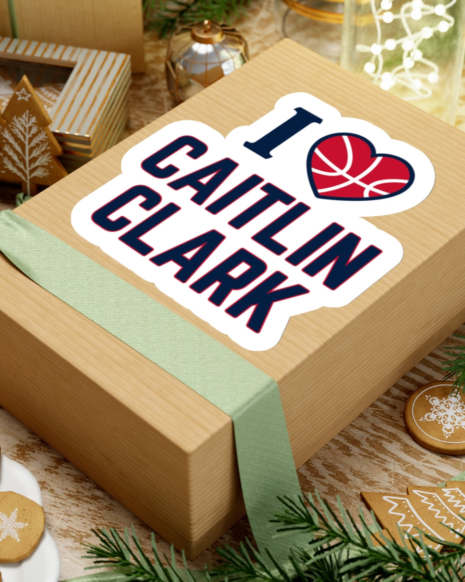6 inch I love Caitlin Clark sticker on box