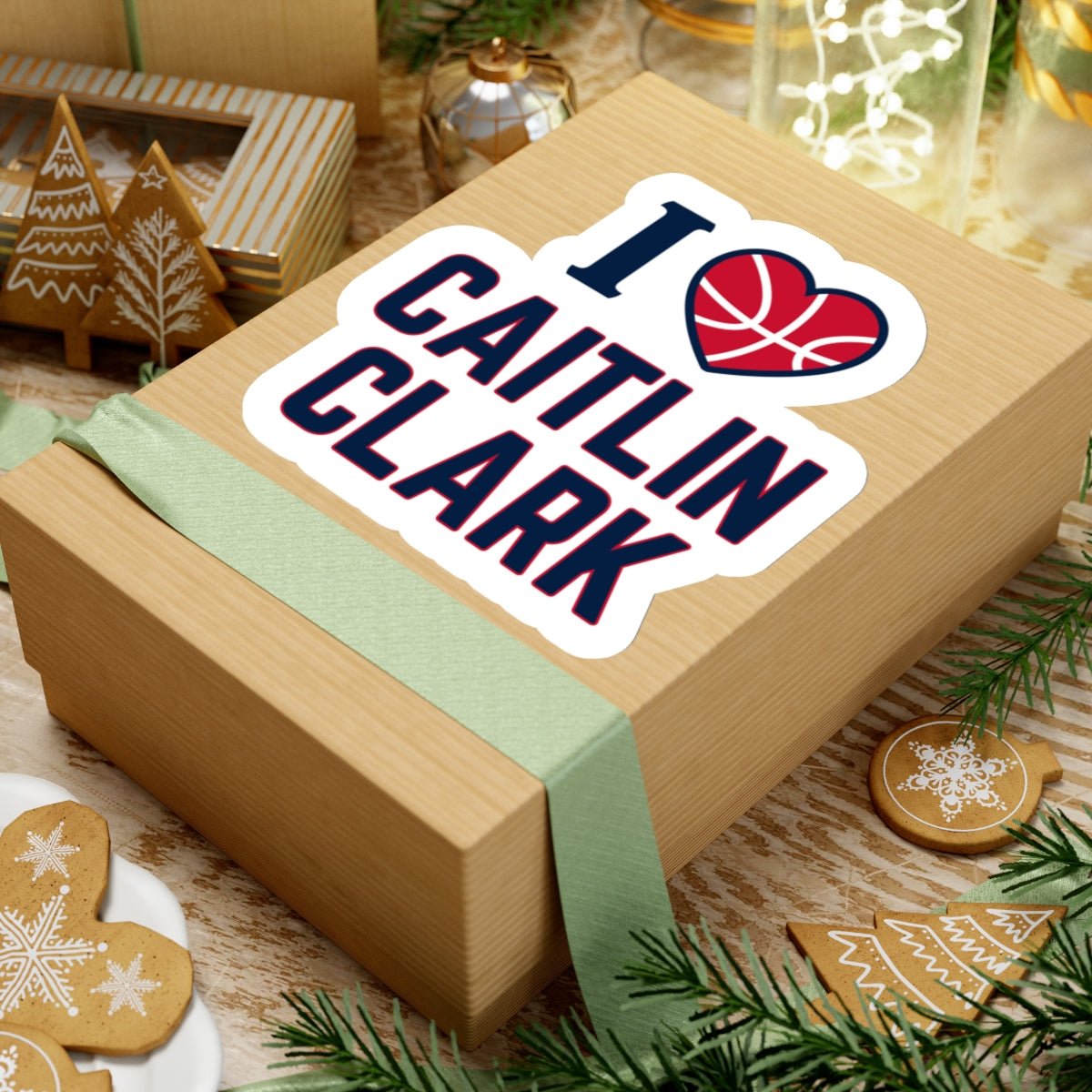 6 inch I love Caitlin Clark sticker on box