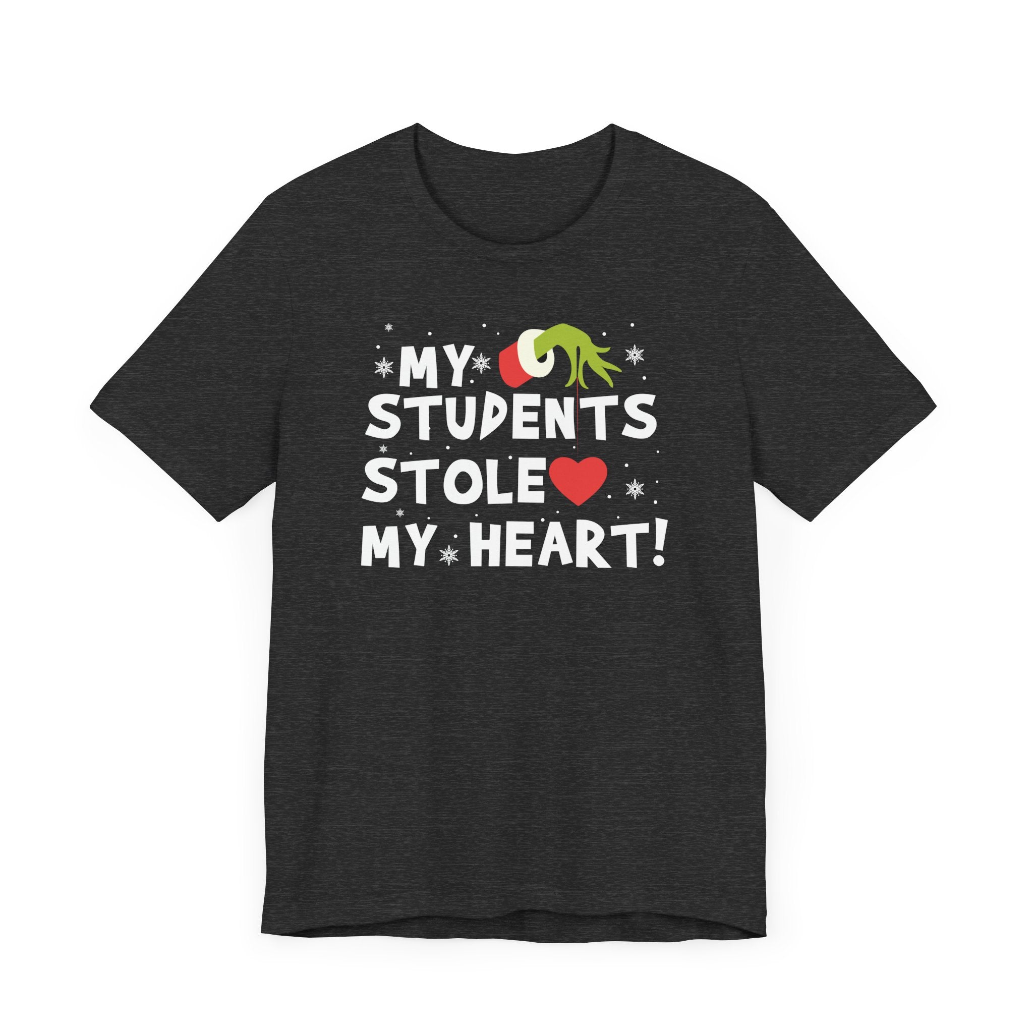 Heather dark grey my students stole my heart t-shirt