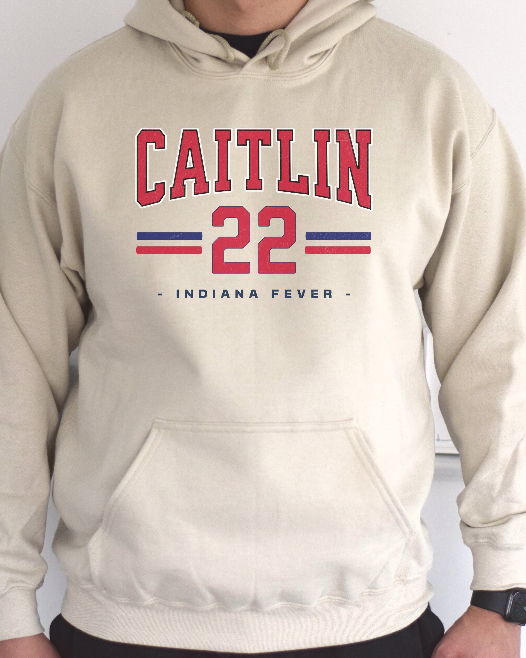 Man wearing sand Caitlin Clark 22 Hoodie