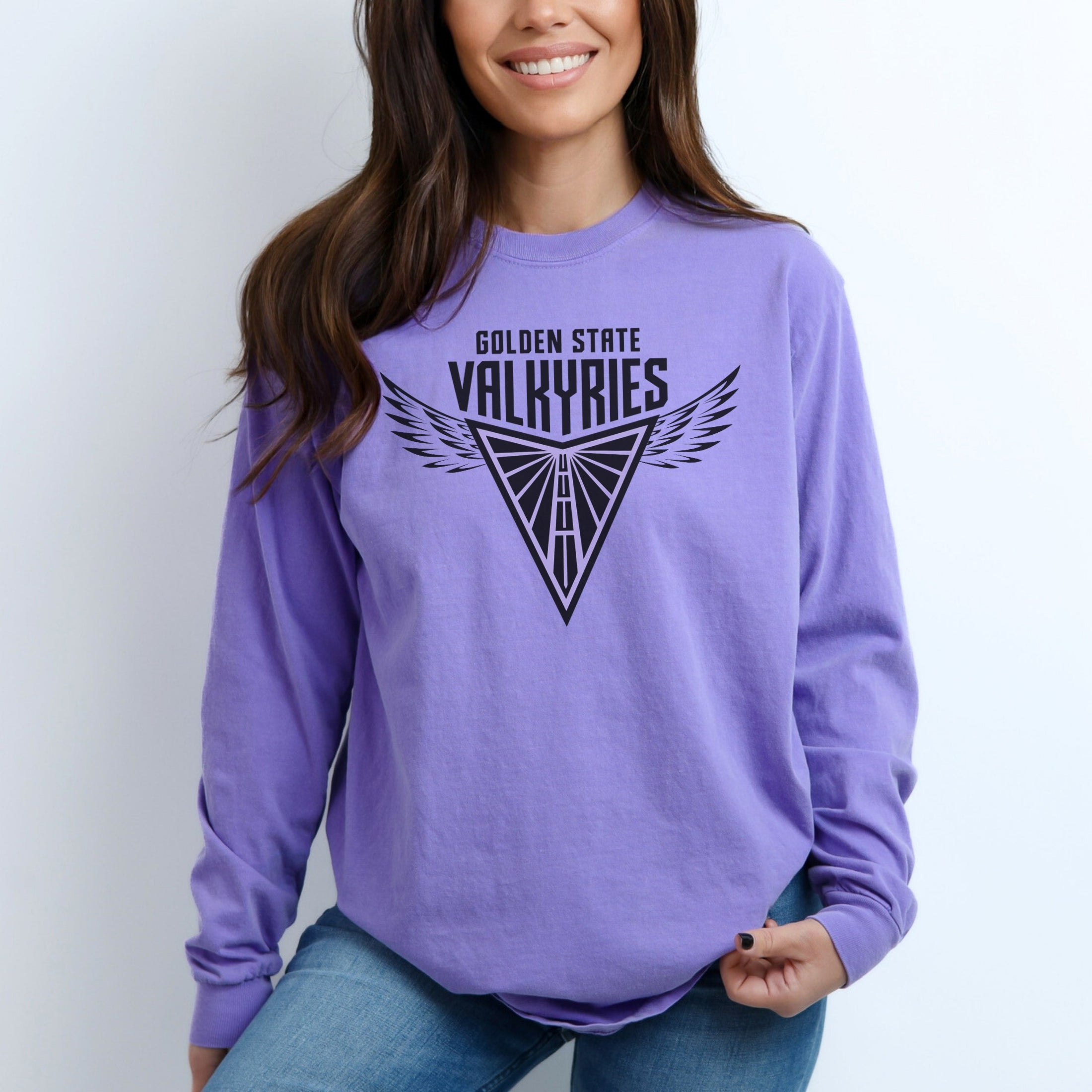 Valkyries Logo with Wings Garment-dyed Long Sleeve T-Shirt