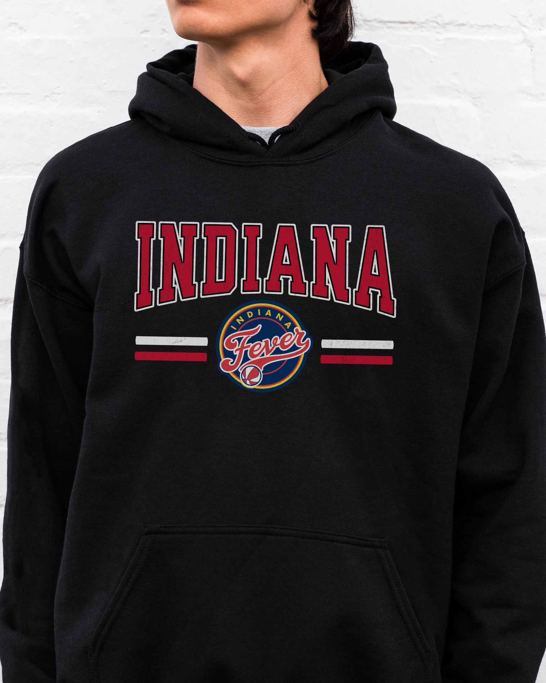 Man wearing black Indiana Fever Hoodie Sweatshirt