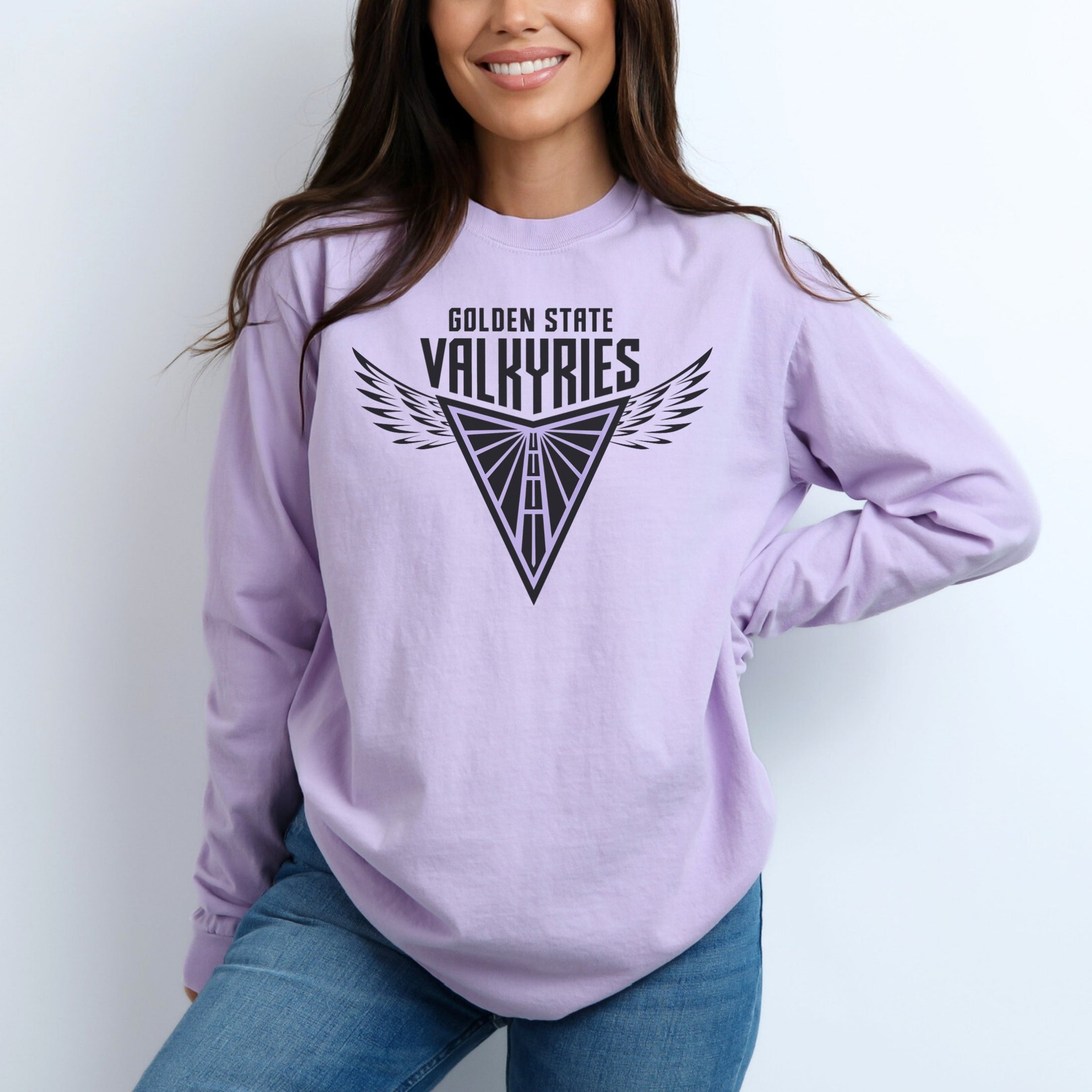 Valkyries Logo with Wings Garment-dyed Long Sleeve T-Shirt