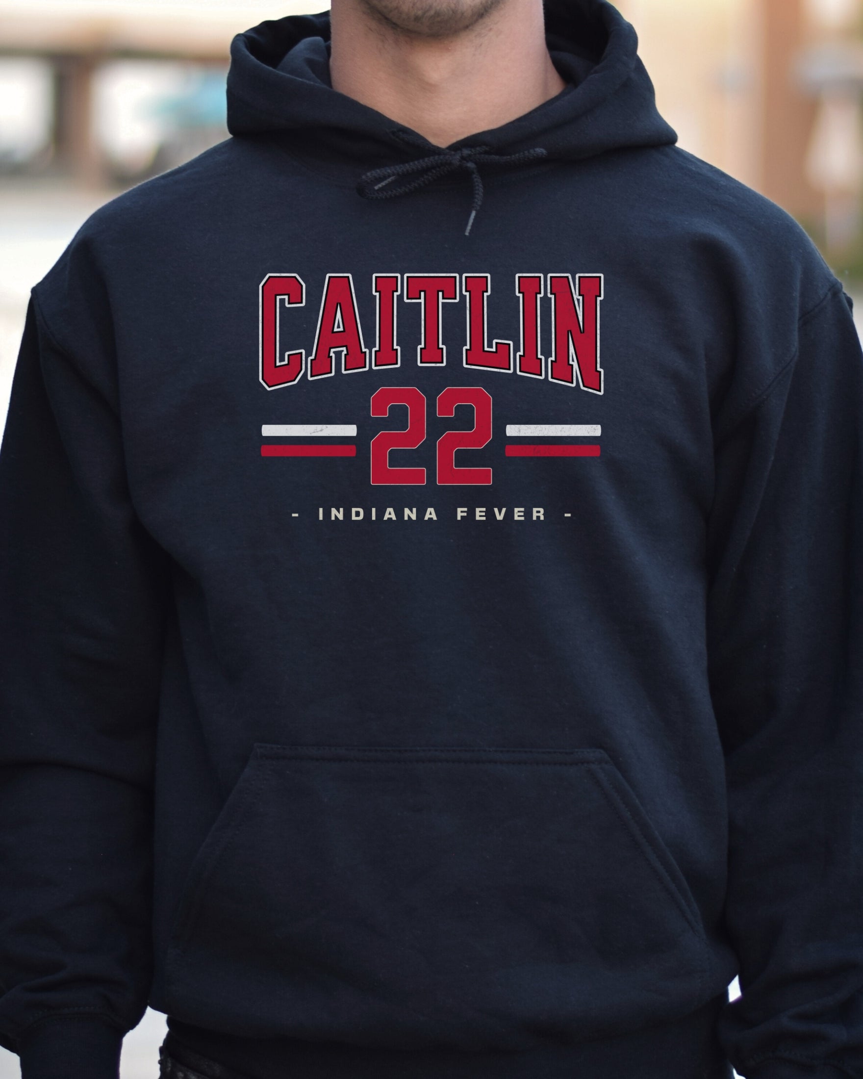 Man wearing black Caitlin Clark 22 Hoodie