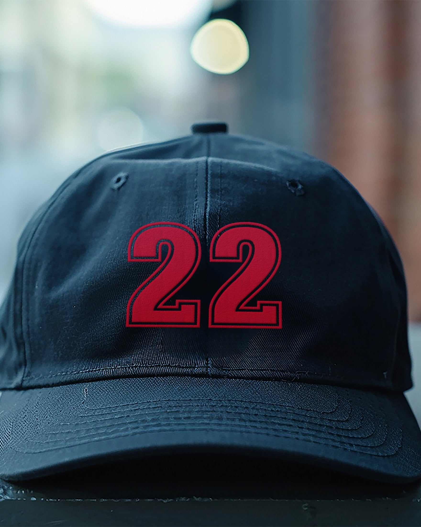 Black dad hat embroidered with number 22