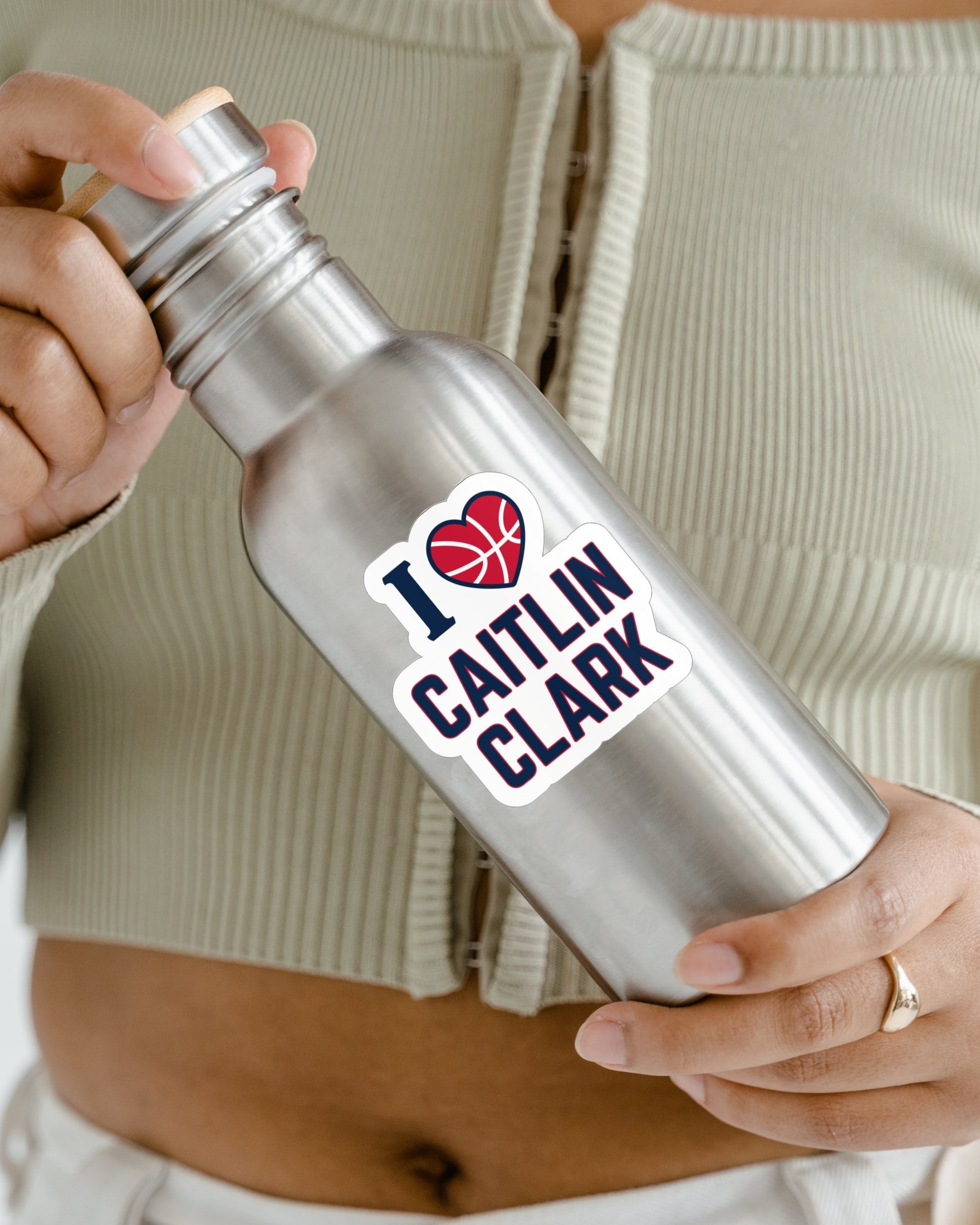 I love Caitlin Clark Sticker on water bottle