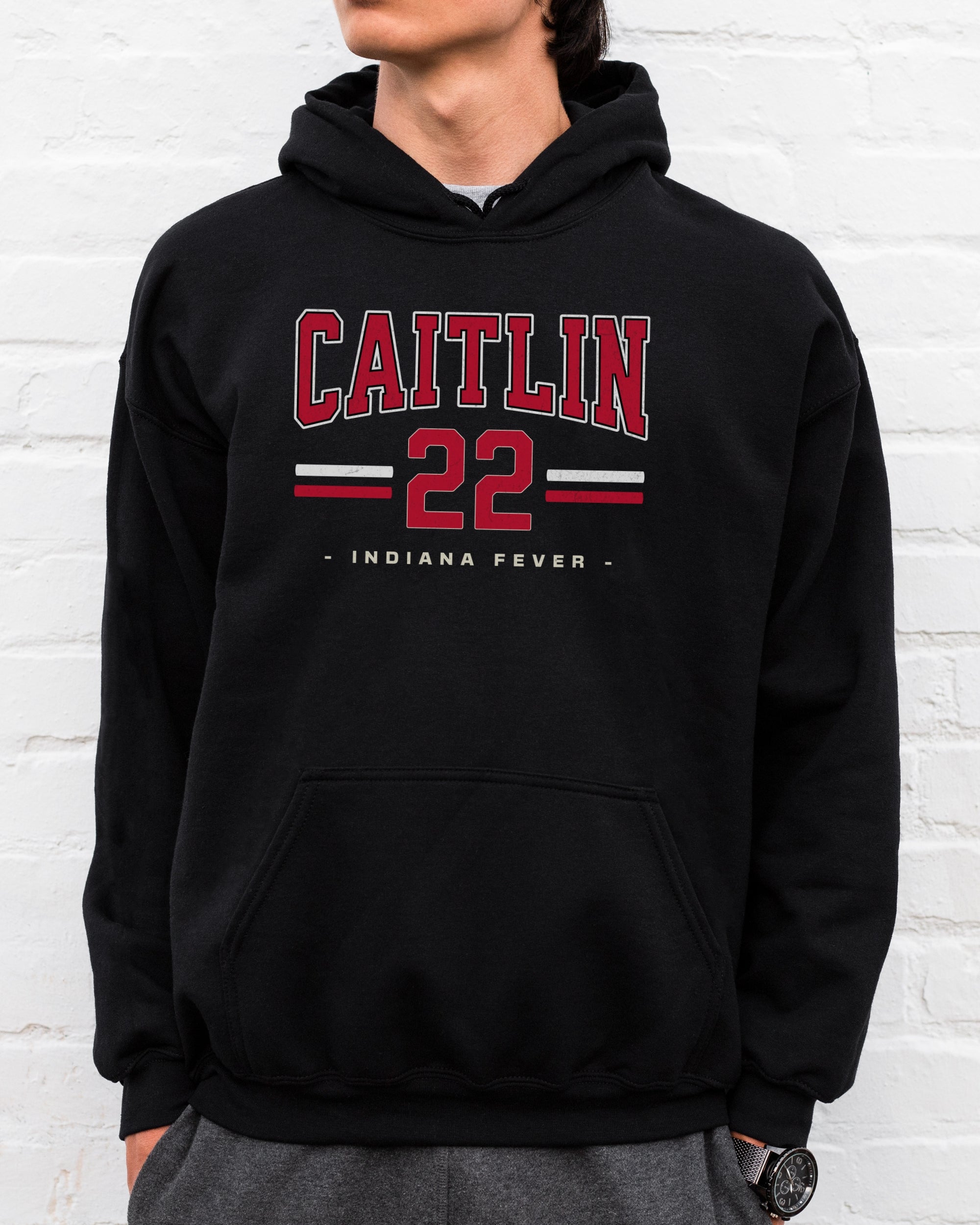 Man wearing black Caitlin Clark 22 Hoodie