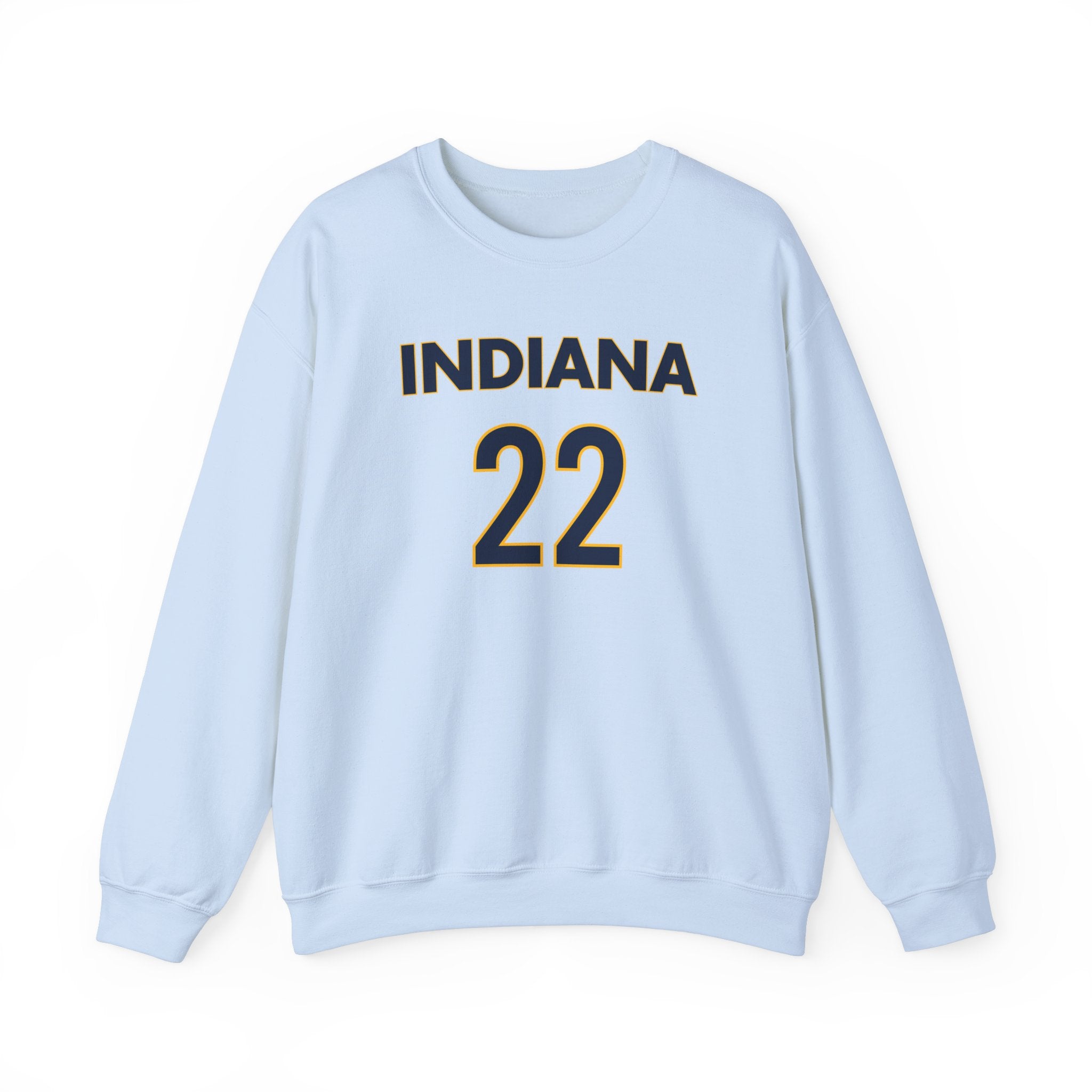 Front of Caitlin Clark Kate Martin sweatshirt in light blue