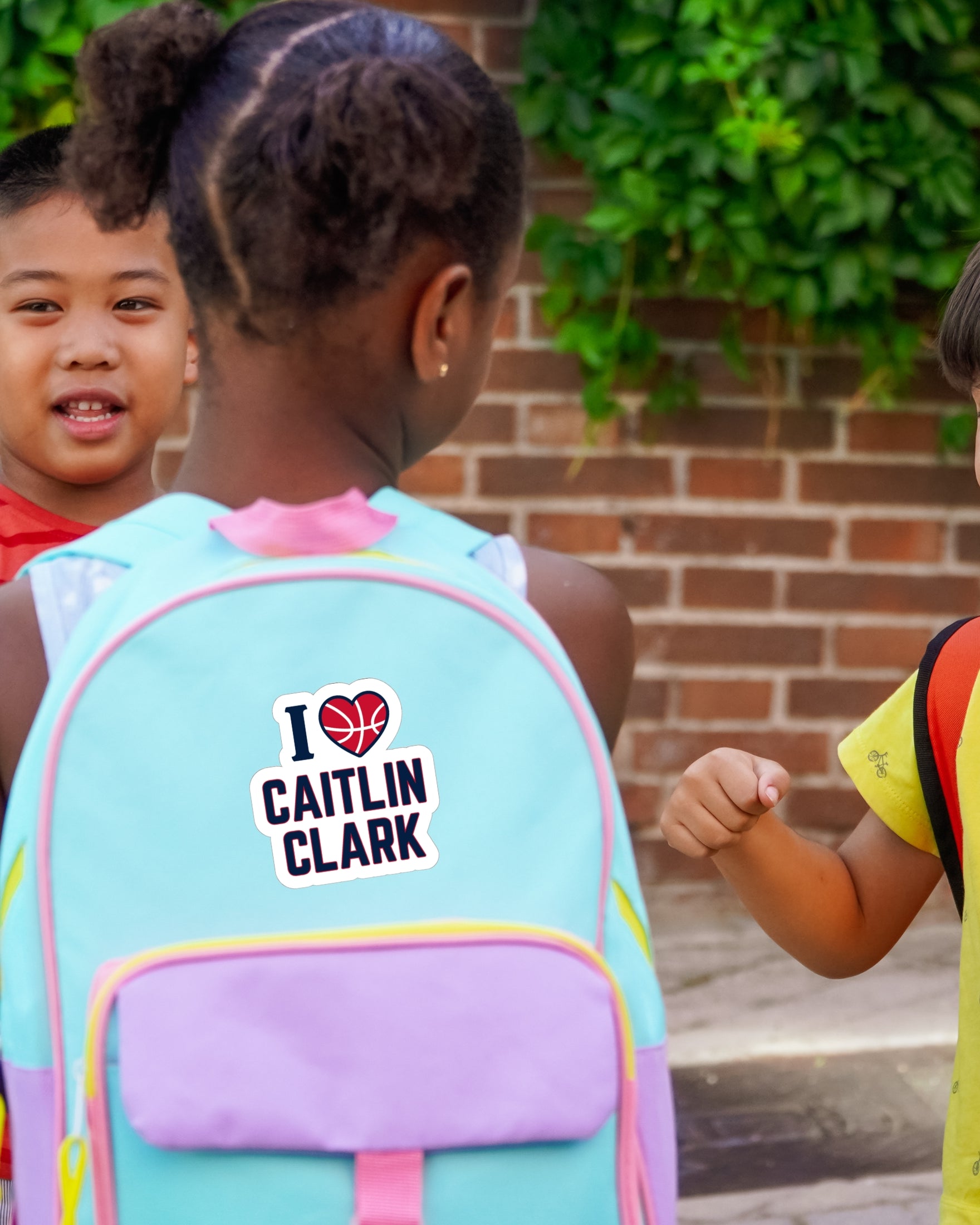 I love Caitlin Clark Sticker on backpack