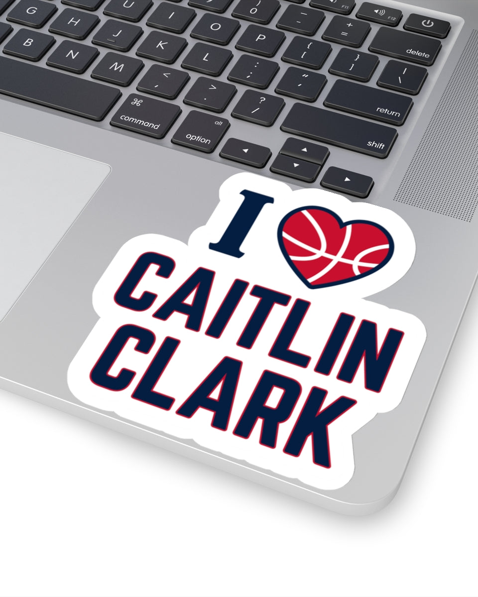 4 inch I love Caitlin Clark sticker on laptop
