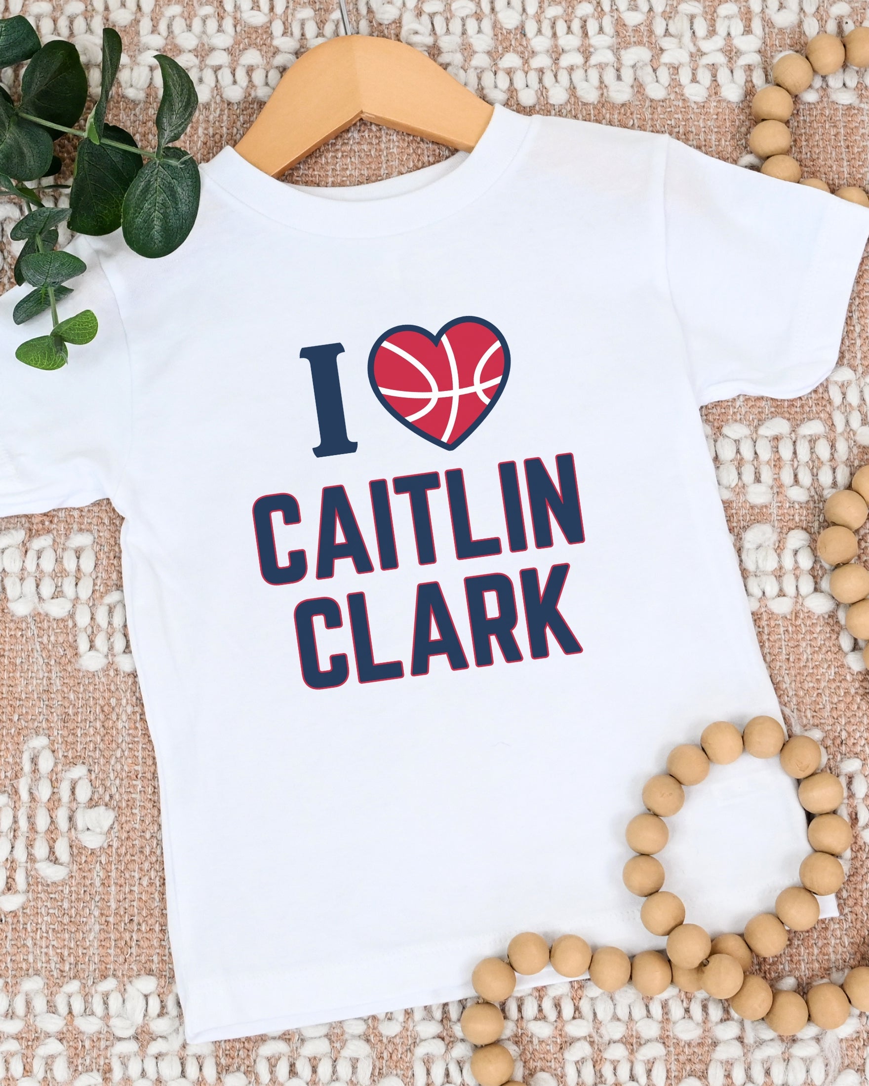 White I love Caitlin Clark kids tee