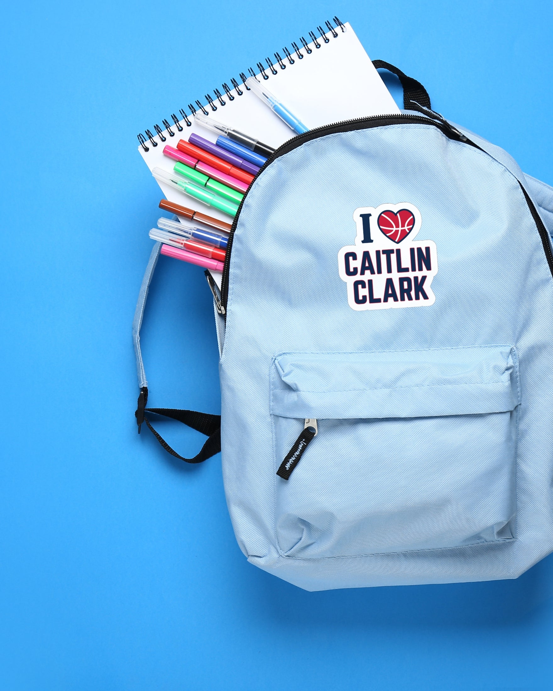 I love Caitlin Clark Sticker on backpack