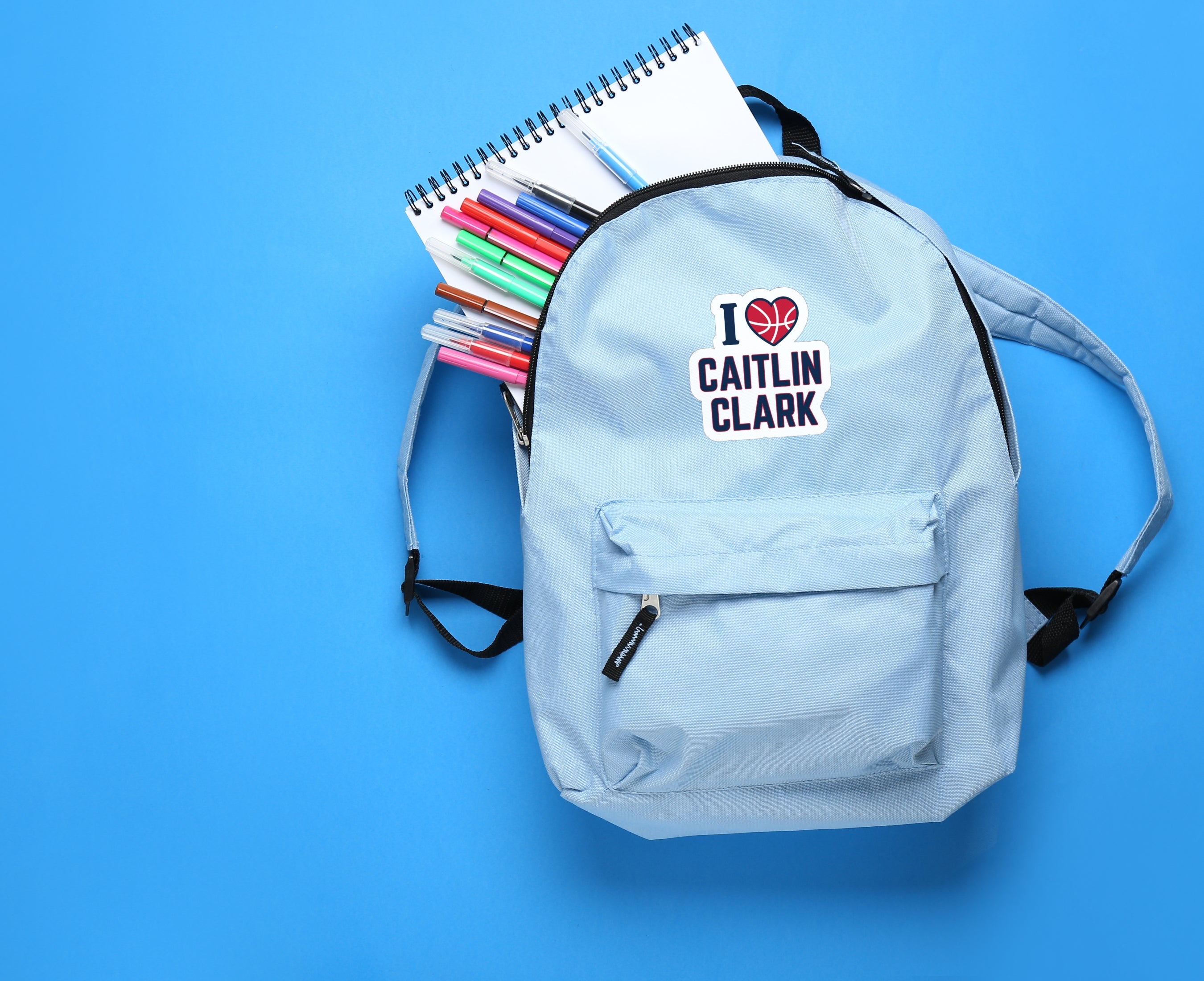 I love Caitlin Clark Sticker on backpack