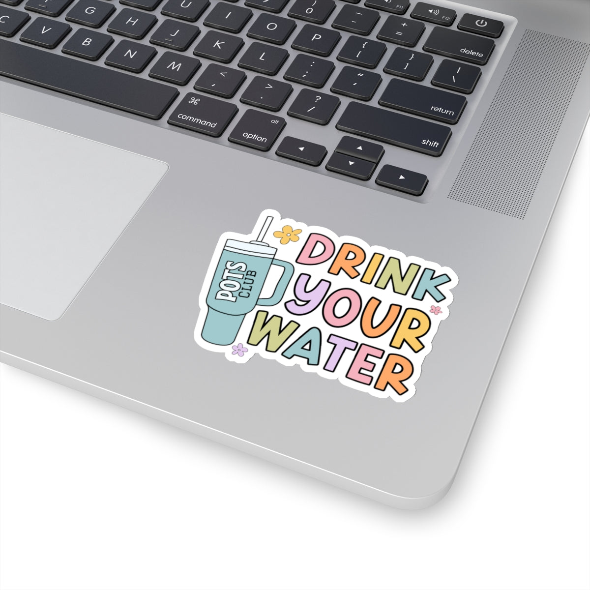 3 inch drink your water sticker on laptop