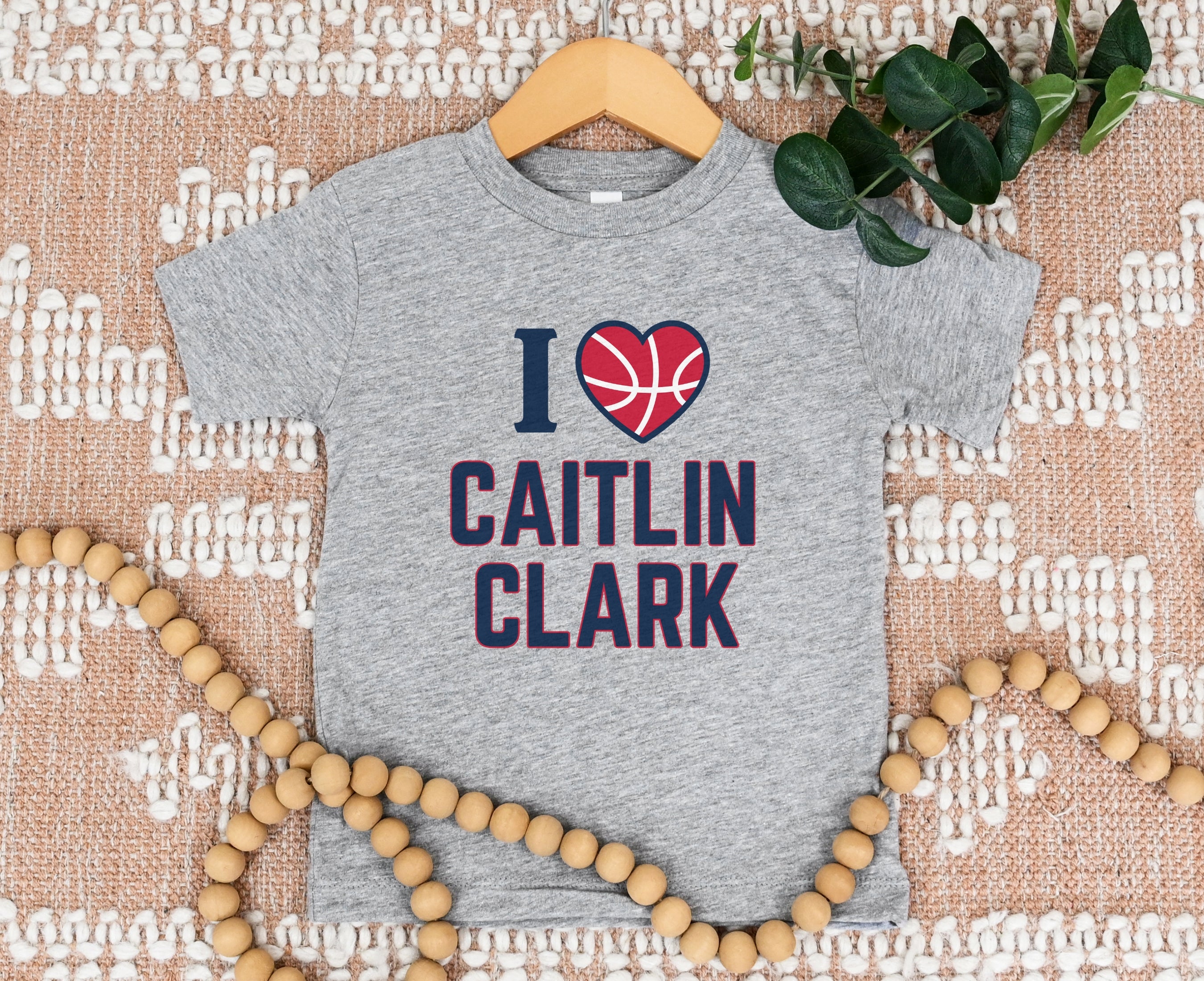 Athletic heather I love Caitlin Clark kids tee