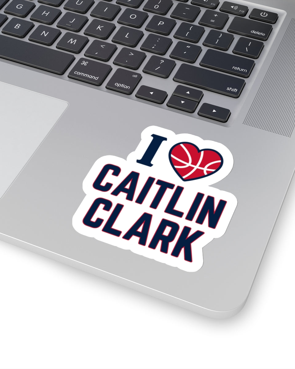3 inch I love Caitlin Clark sticker on laptop