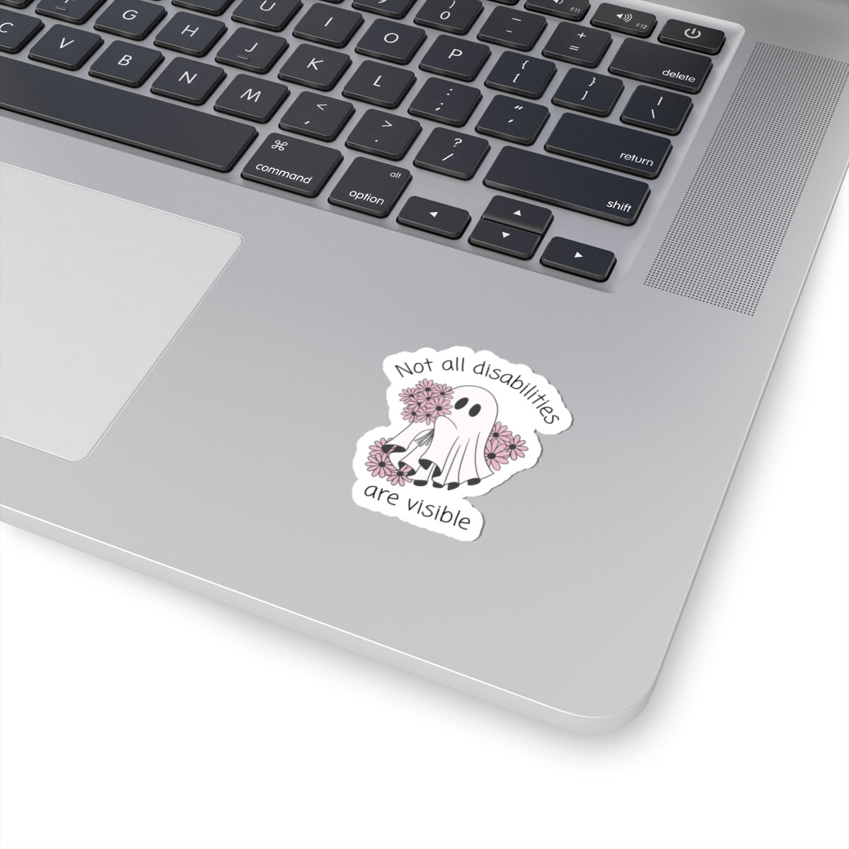2 inch invisible illness ghost sticker on laptop