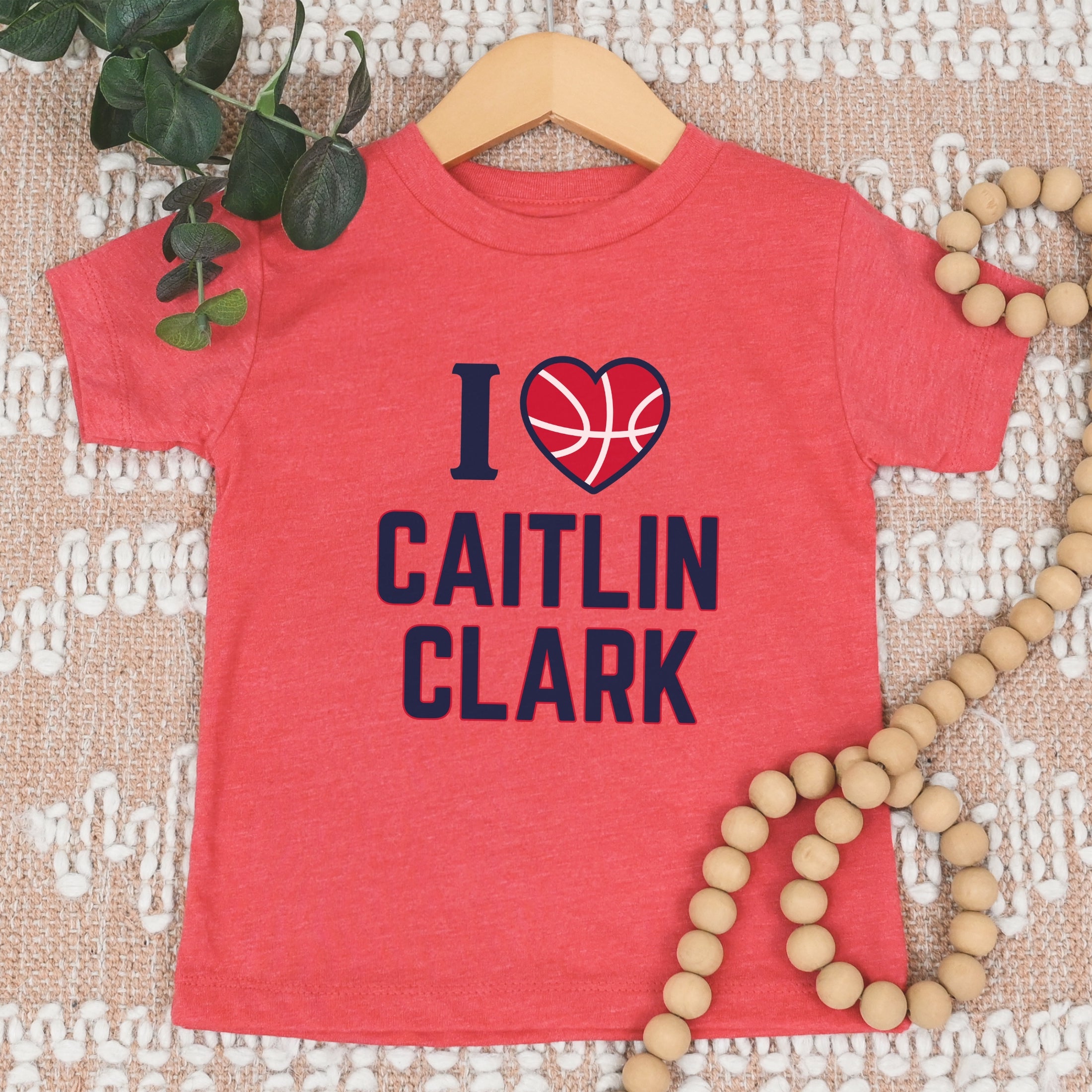 Heather red I love Caitlin Clark kids tee