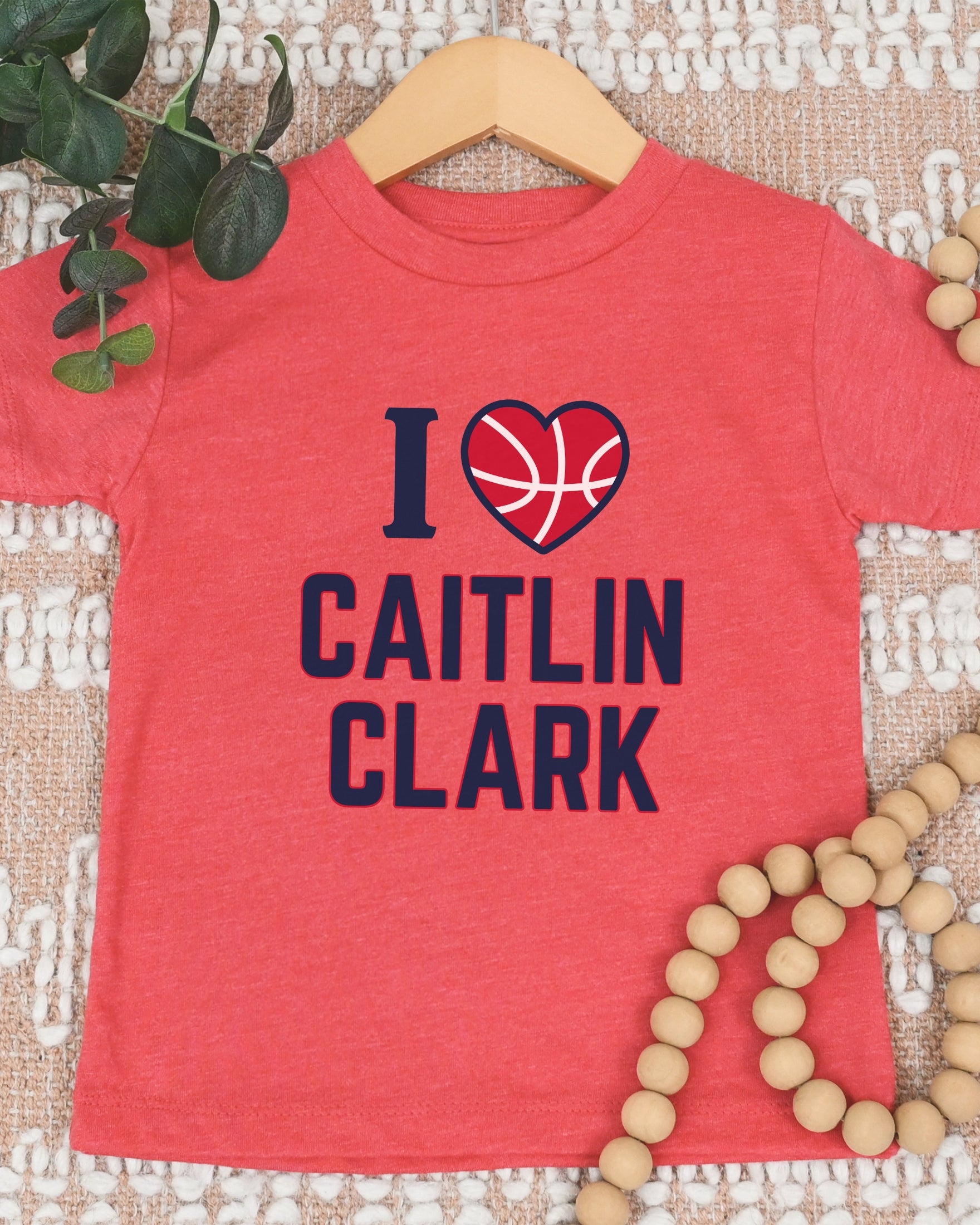 Heather red I love Caitlin Clark kids tee