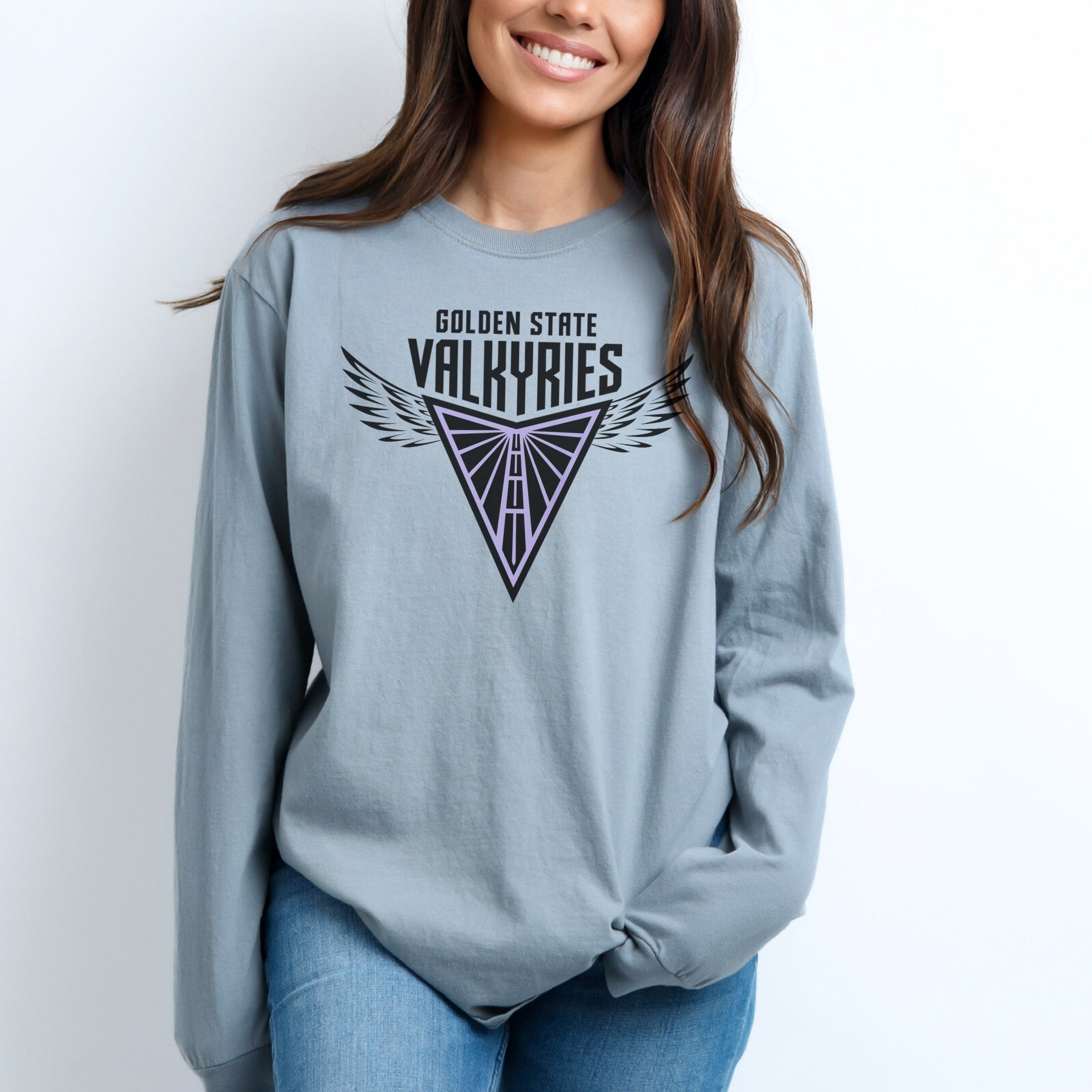 Valkyries Logo with Wings Garment-dyed Long Sleeve T-Shirt