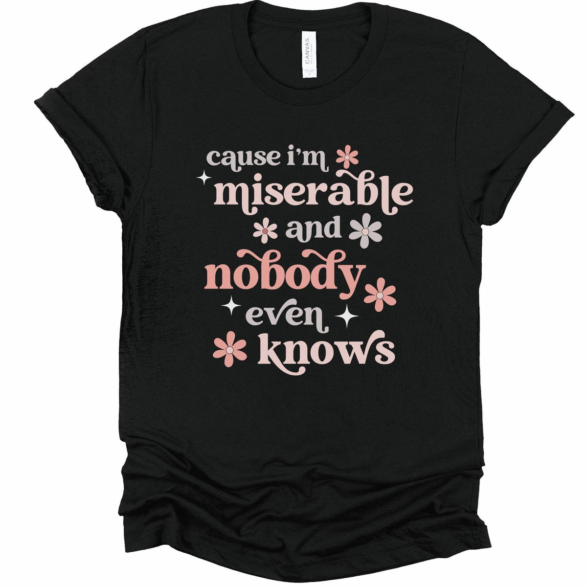 Cause I'm Miserable and Nobody Even Knows Chronic Illness Song Lyrics T-Shirt