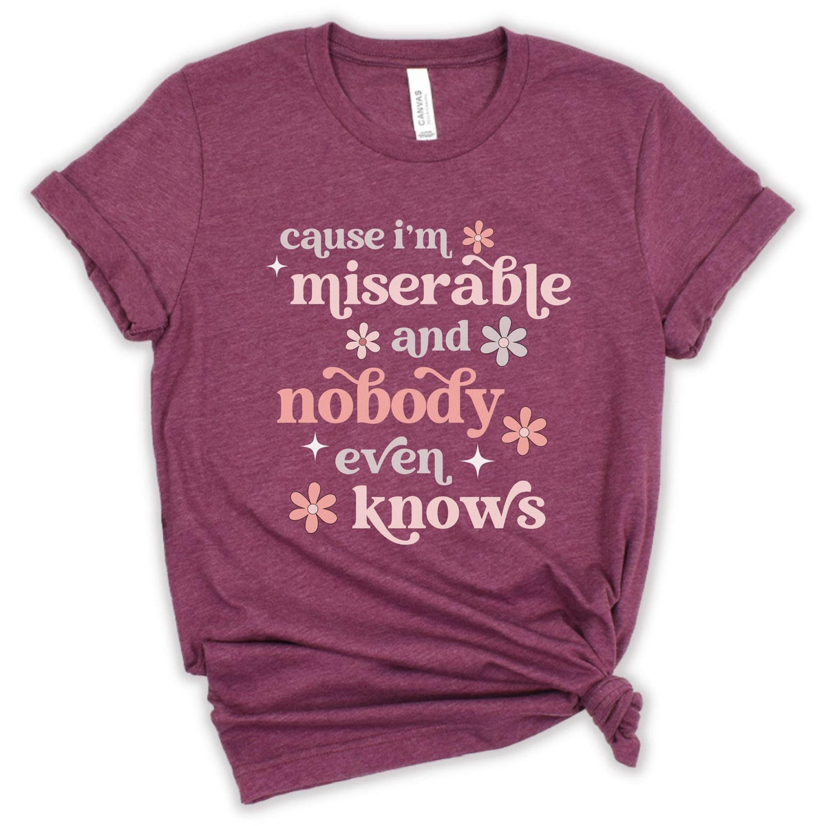 Cause I'm Miserable and Nobody Even Knows Chronic Illness Song Lyrics T-Shirt