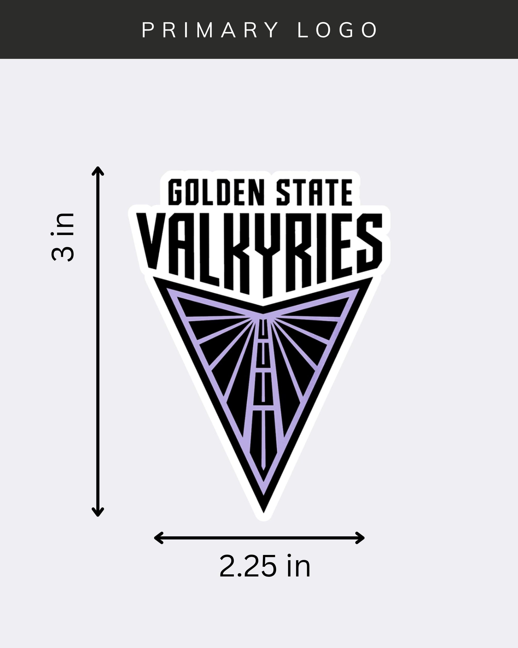Golden State Valkyries logo stickers on light grey background