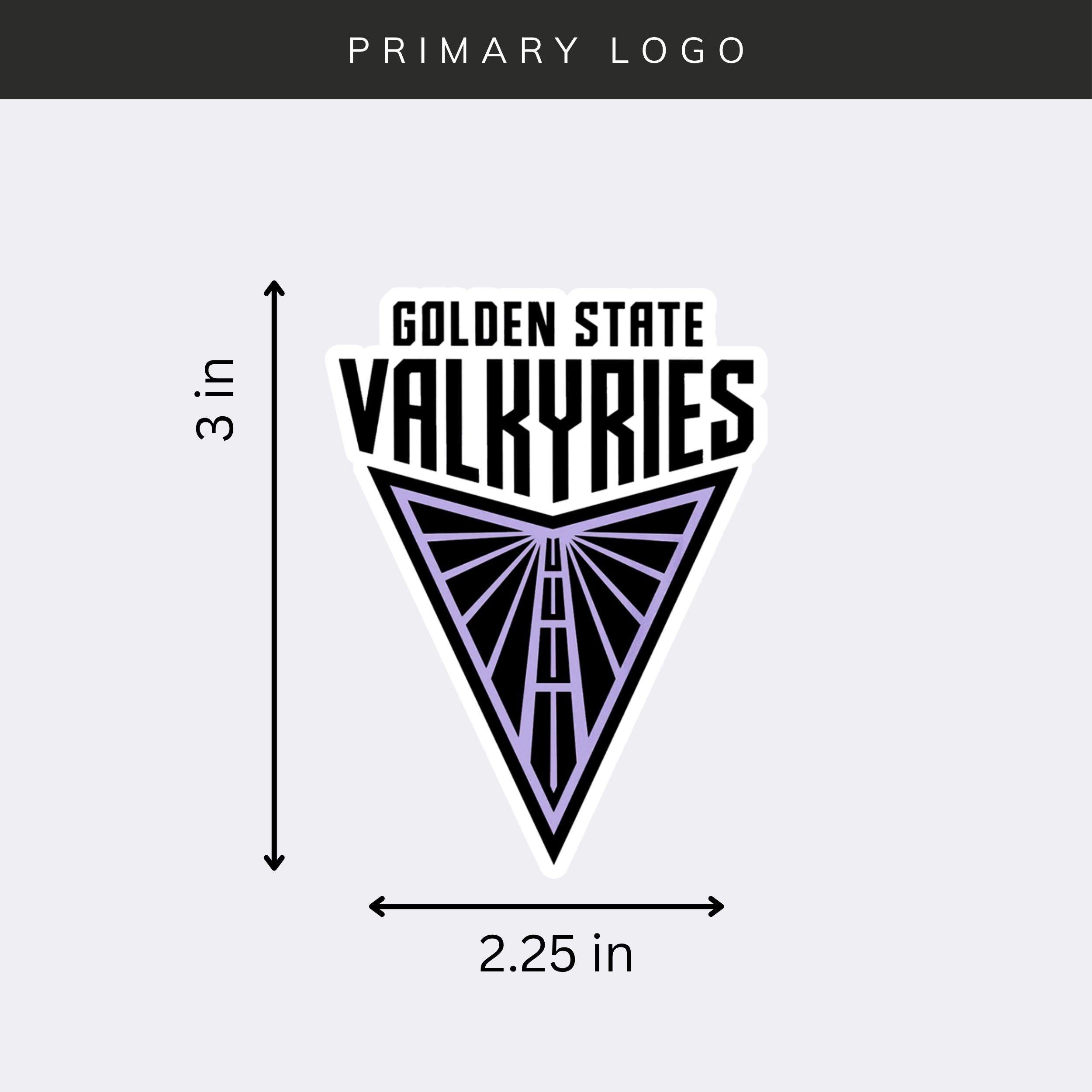Golden State Valkyries logo stickers on light grey background
