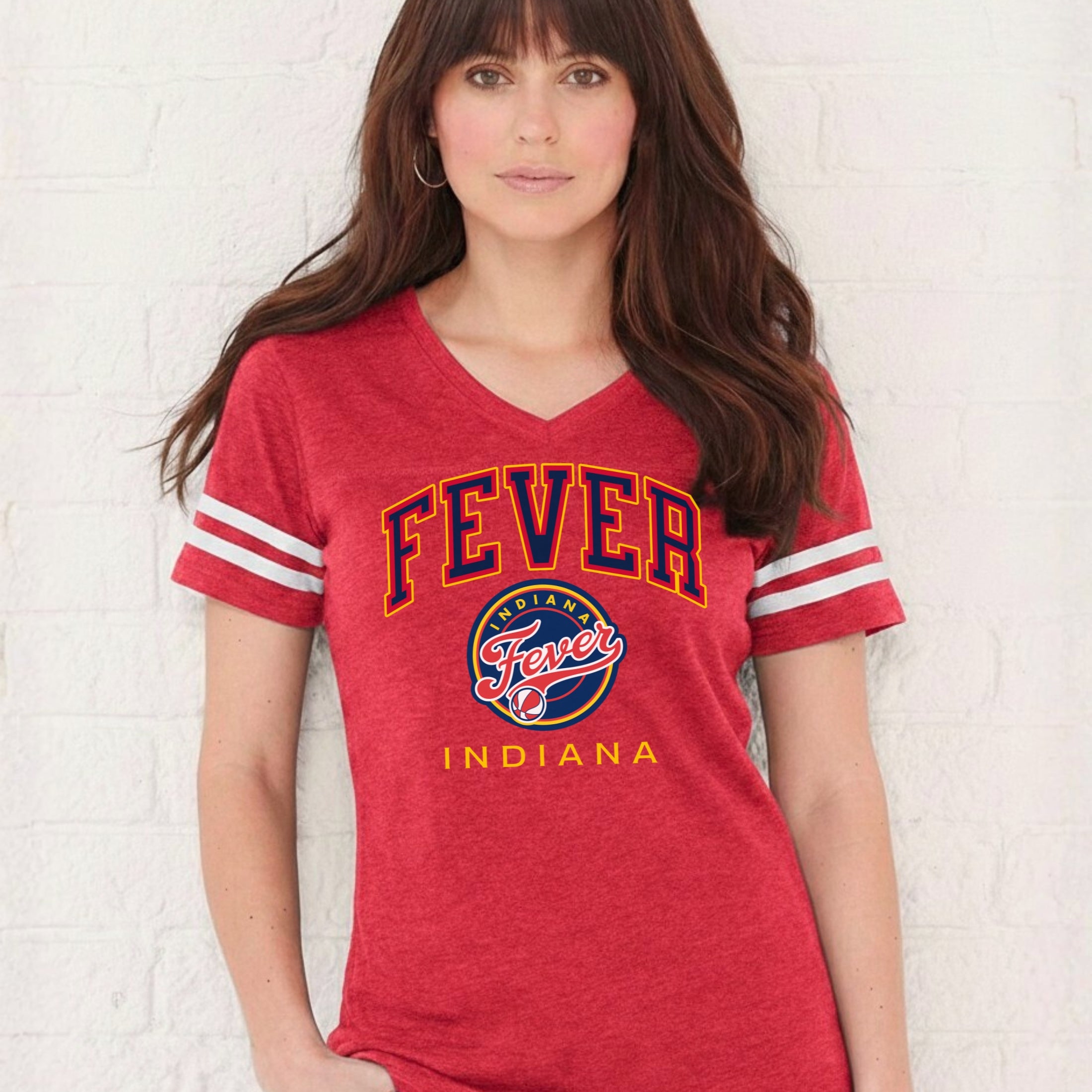 Indiana Fever Secondary Hoops Women's V-Neck Jersey Tee