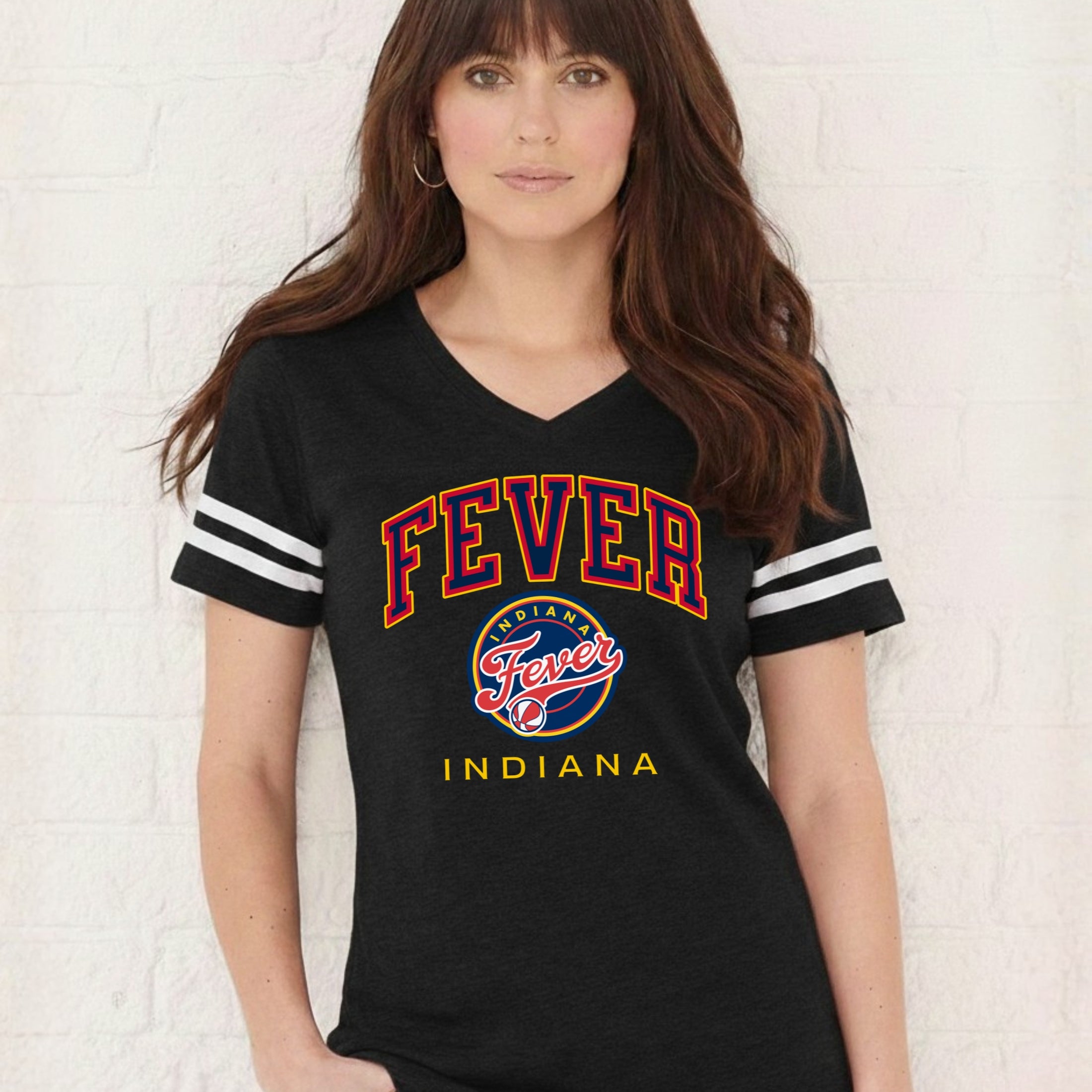 Indiana Fever Secondary Hoops Women's V-Neck Jersey Tee