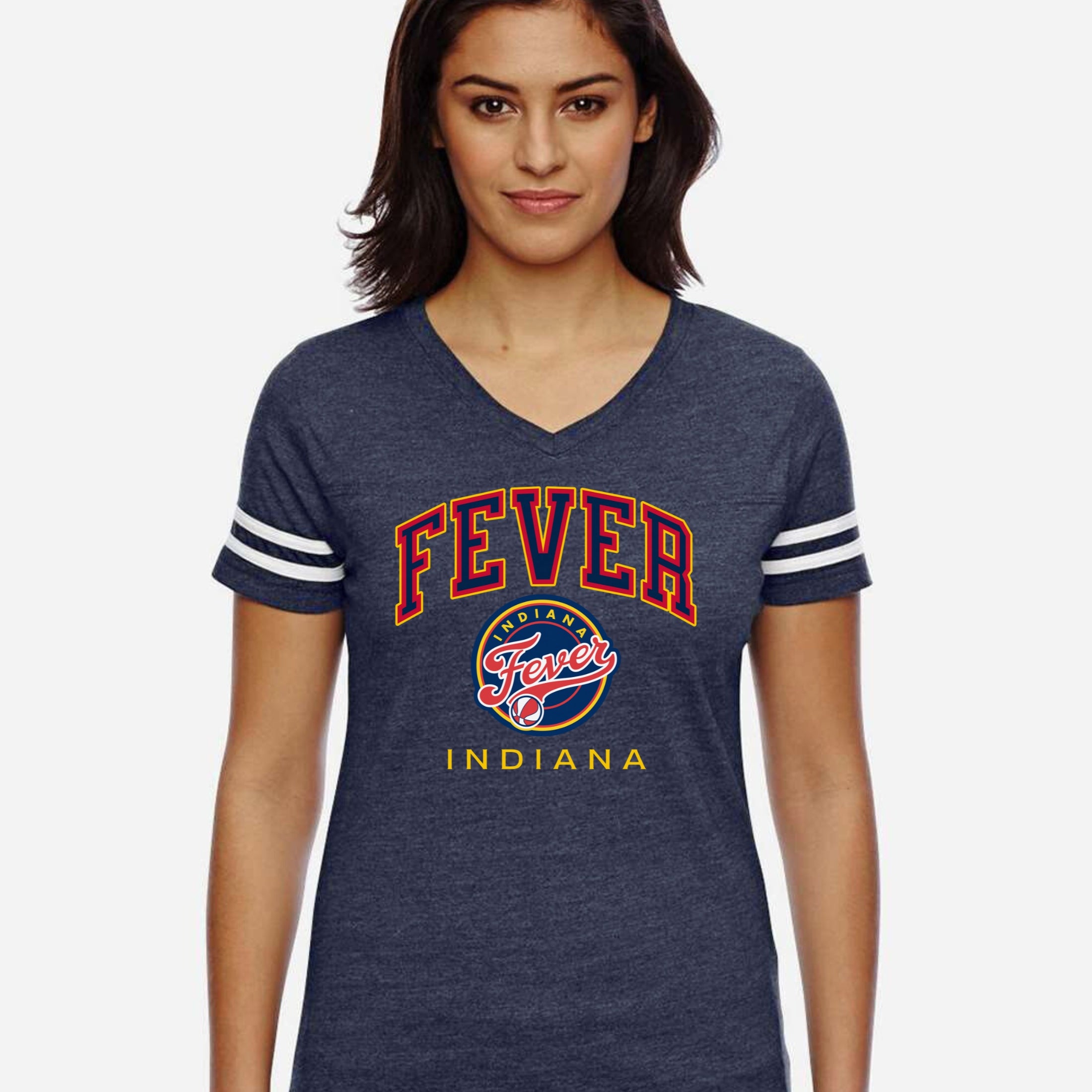 Indiana Fever Secondary Hoops Women's V-Neck Jersey Tee
