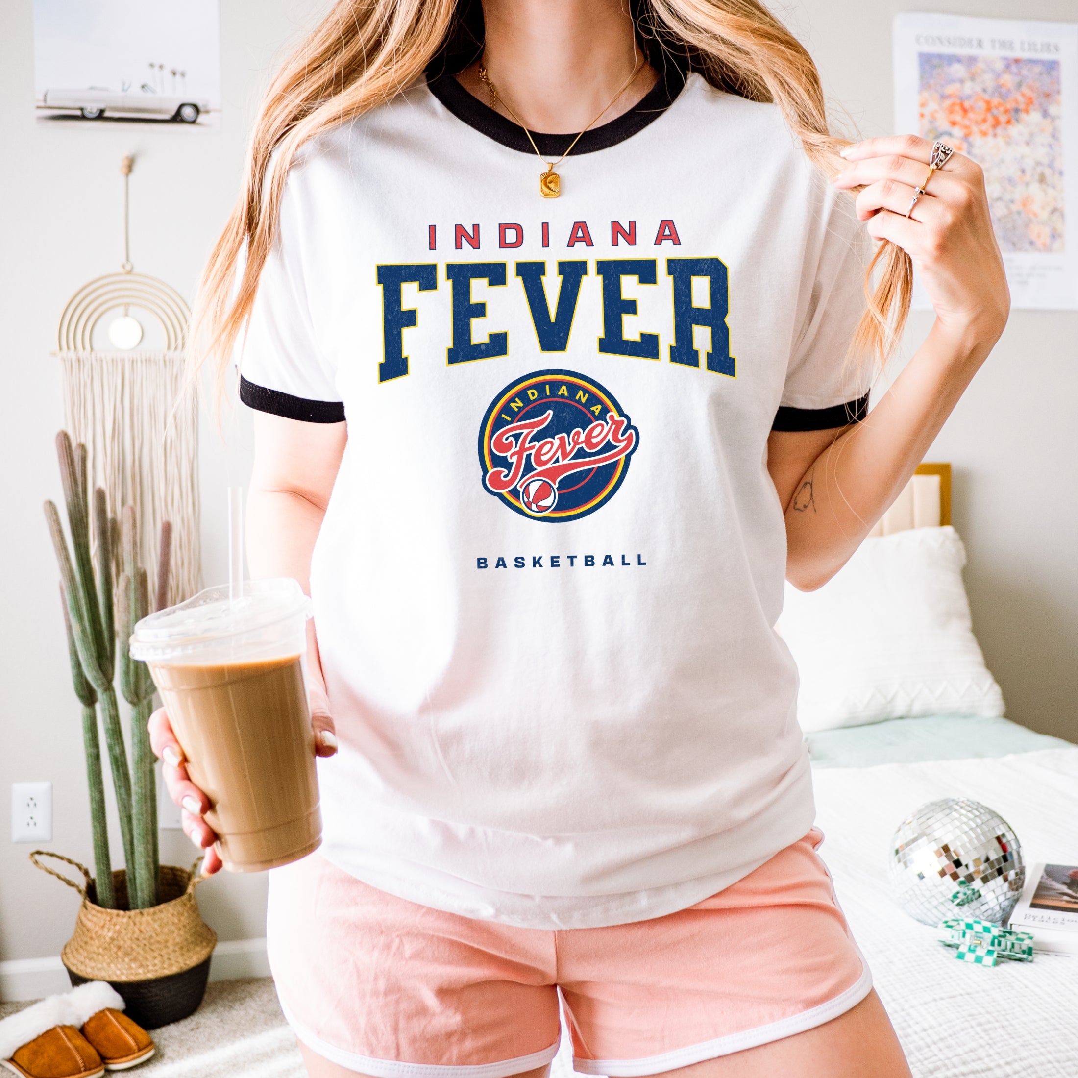 Indiana Fever Varsity Edge Vintage Ringer Tee