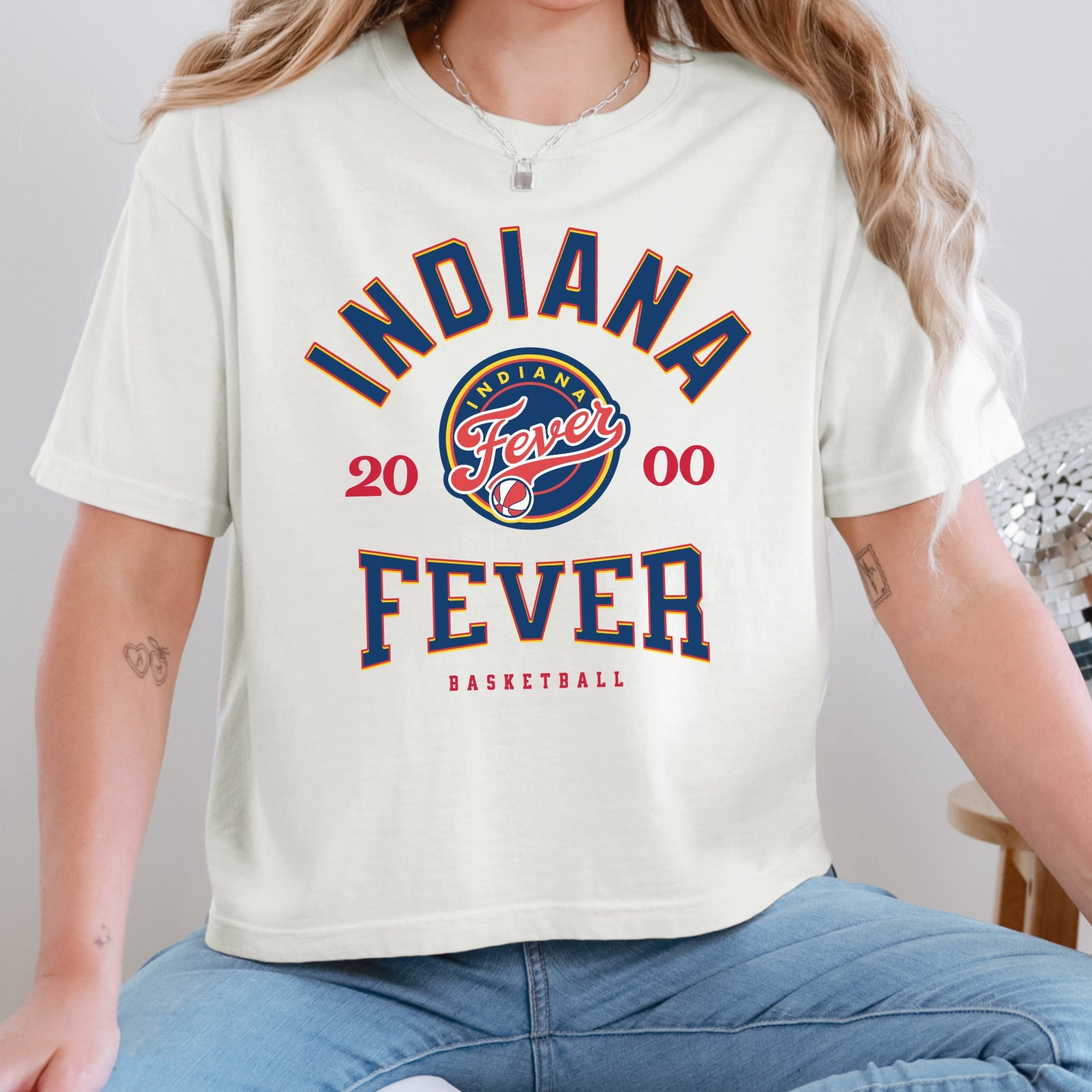Indiana Fever Vintage Hoops Women's Cropped Boxy Tee